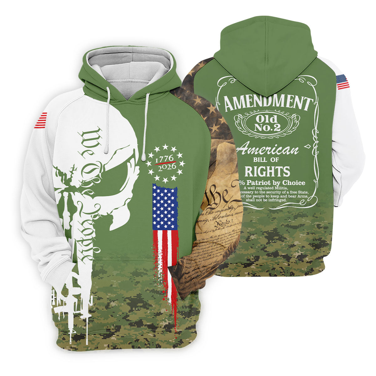 American Bill Of Rights Father's Day Camo Golf Shirt, 250 Years 4th Of July Polo Shirt Men
