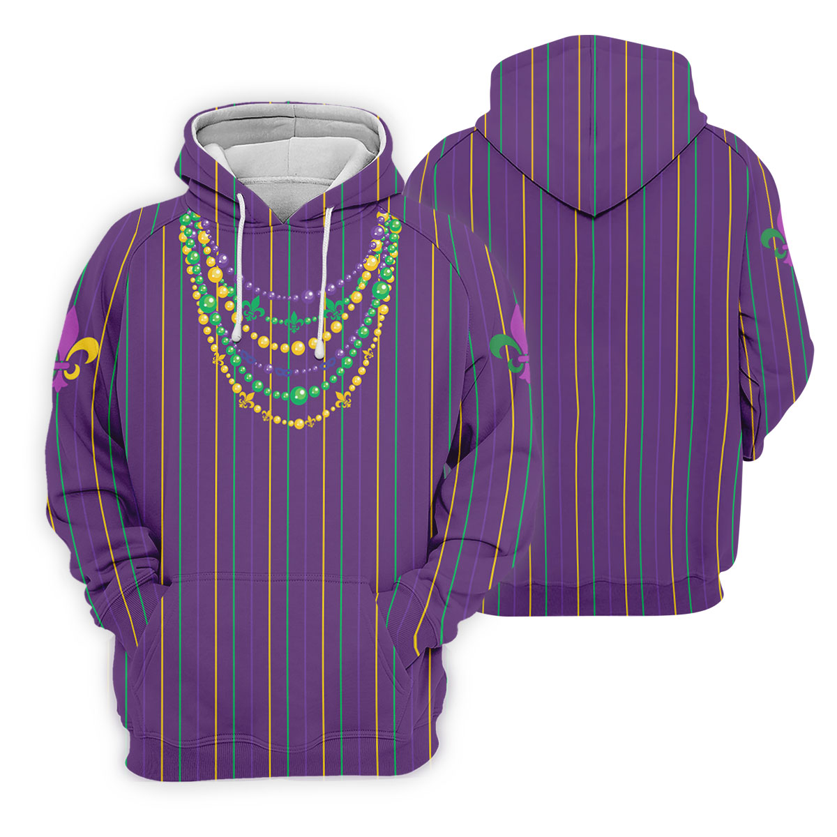 Mardi Gras Beads Necklaces Print Purple Golf Shirt, Golf Tops For Men, Polo ShirtFor Men, Golf Shirts For Men