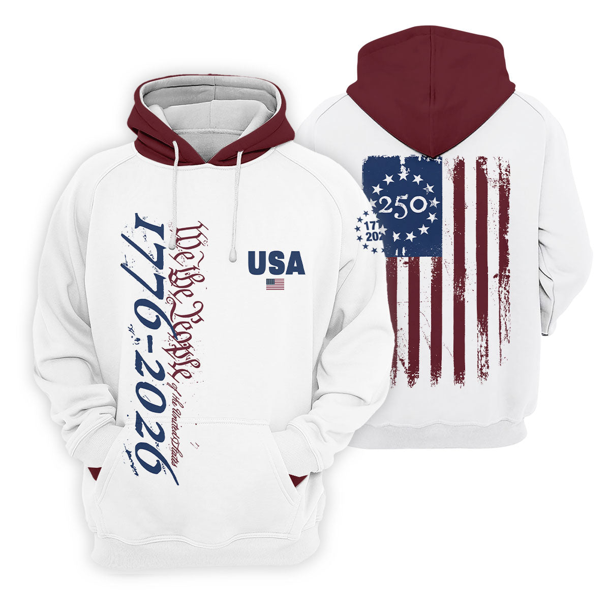 USA 250th Anniversary Long Sleeve Shirt, Independence Day Apparel, Hooded Jumper 4th Of July Gift
