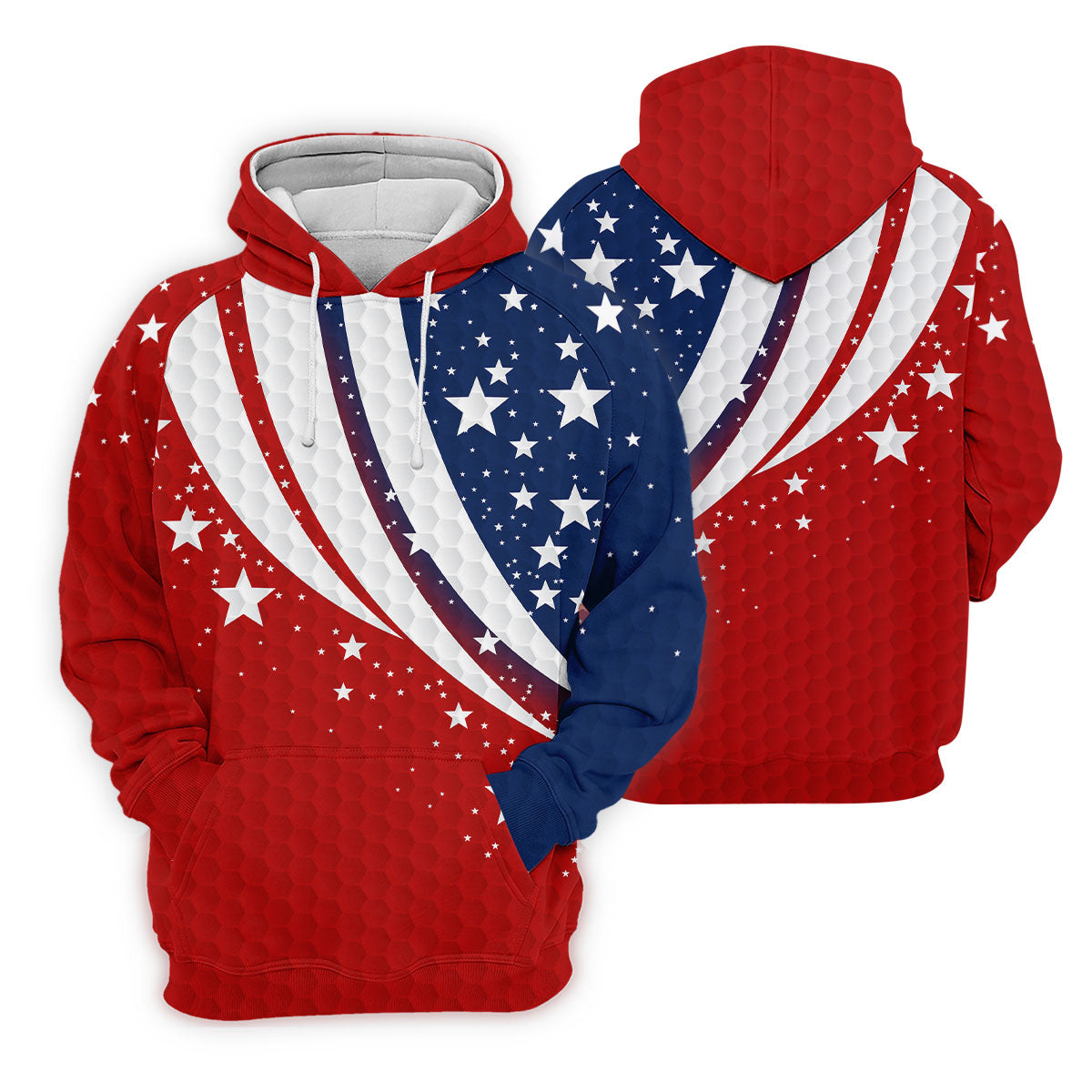 Stars And Stripes Golf Ball Pattern Patriotic 4th Of July Golf Shirt, 250 Celebration Golf Shirts For Men