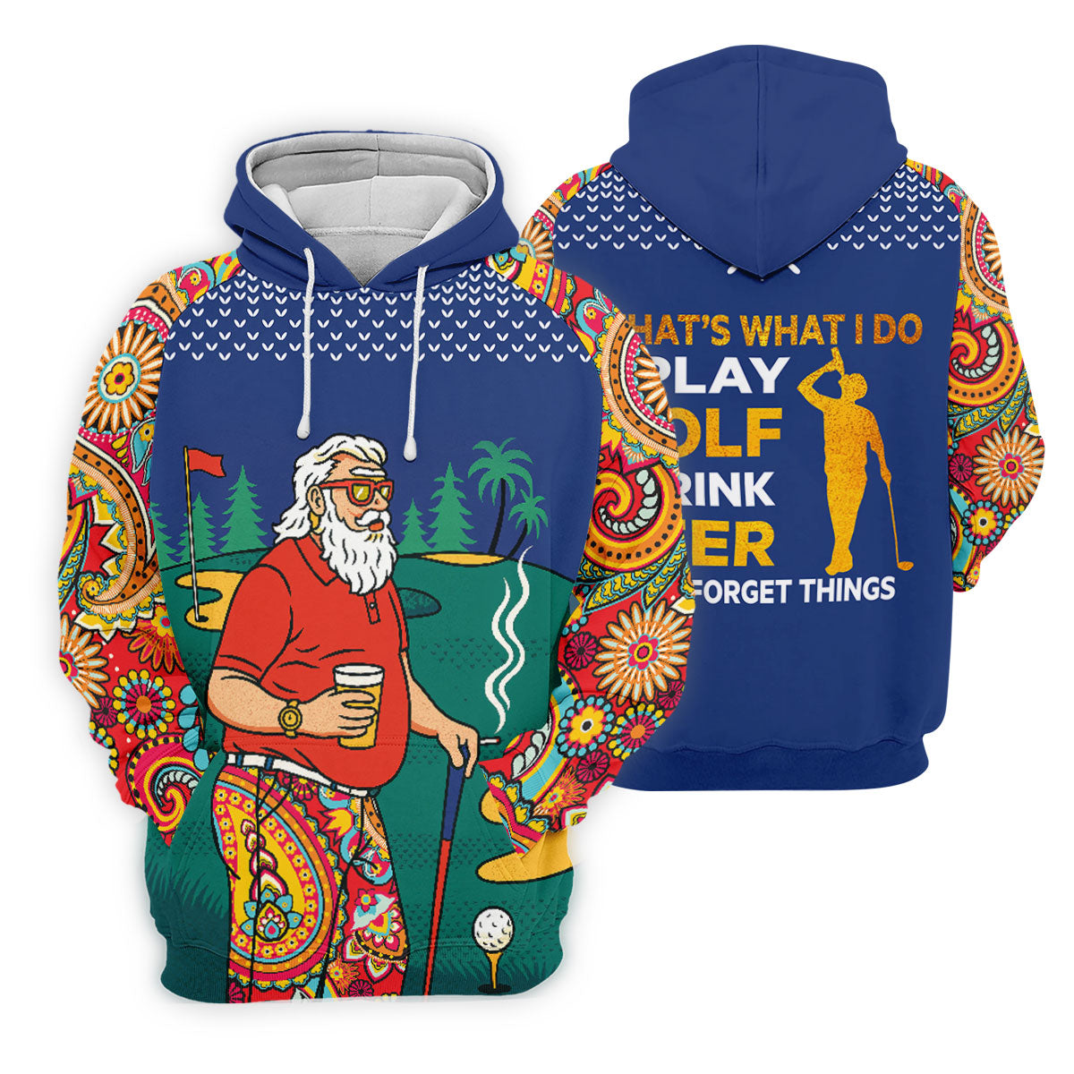 Vintage Bearded Golfer With Paisley Pants Golf Polo Shirt, Women’s Golf Polo, Golf Tops For Women
