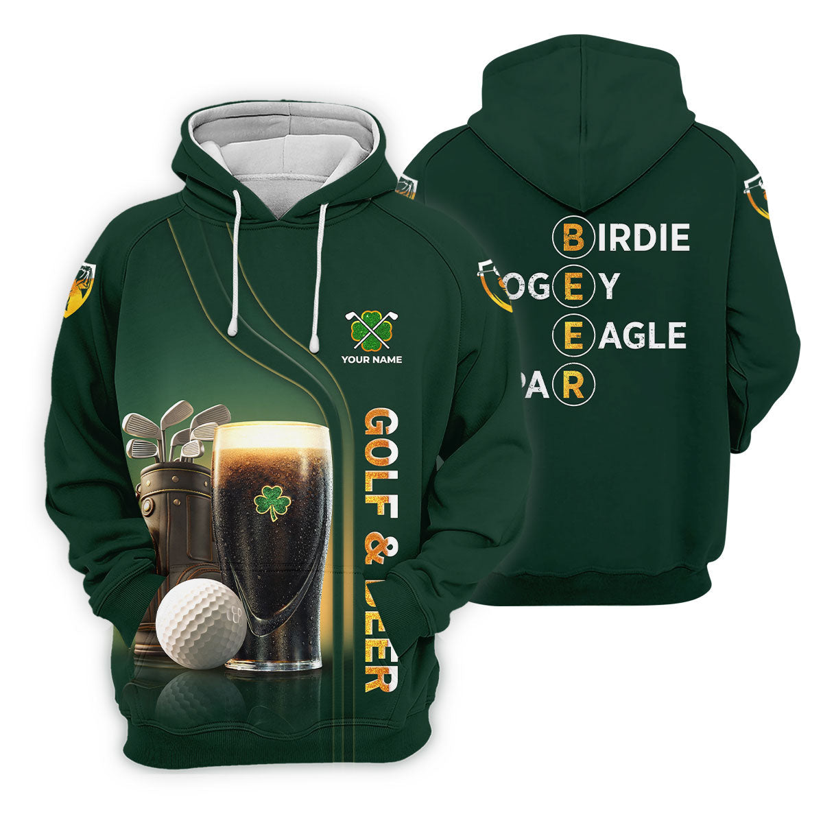 Birdie Bogey Eagle Par Golf And Beer St Patrick's Day Green Golf Tops For Men, Golf Shirts For Men