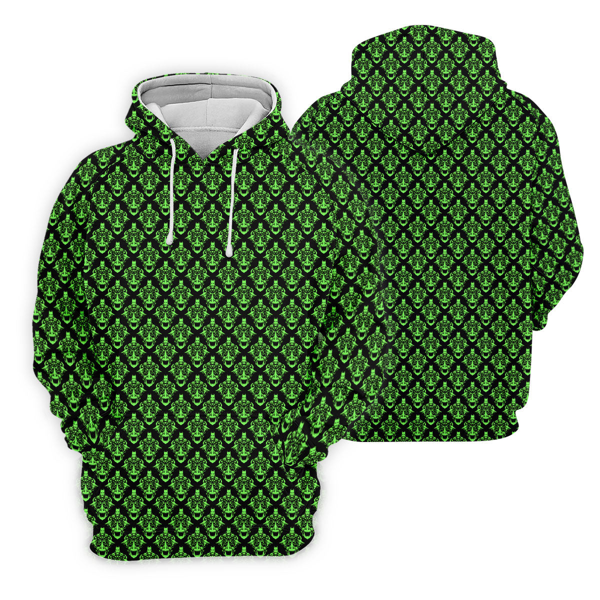 Neon Green Horror Character Pattern Golf Shirt, Women’s Golf Polo, Halloween Golf Shirt
