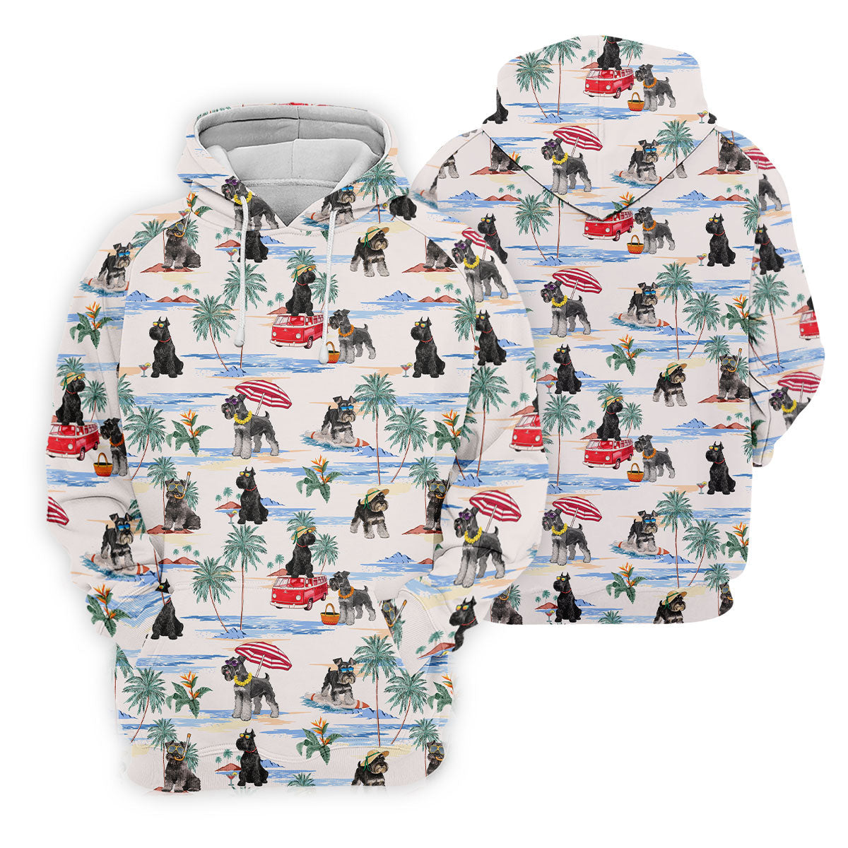 Schnauzer Beach Vacation Tropical Golf Polo Shirt, Golf Shirts For Women, Women’s Golf Apparel