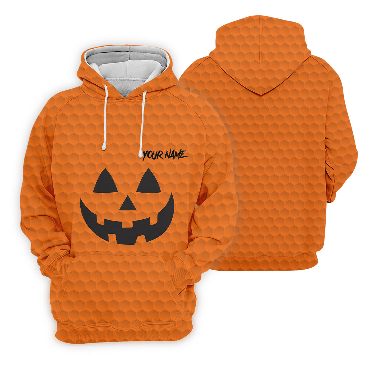 Halloween Pumpkin Face Custom Name Men's Funny Golf Shirts, Polo ShirtFor Men, Golf Gift For Men