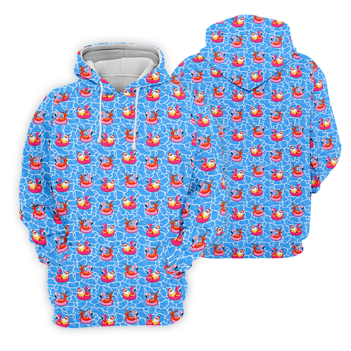 Santa Flamingo Pool Float Christmas Golf Shirt, Men's Golf Shirt, Hawaiian Golf Shirt, Printed Golf Shirts