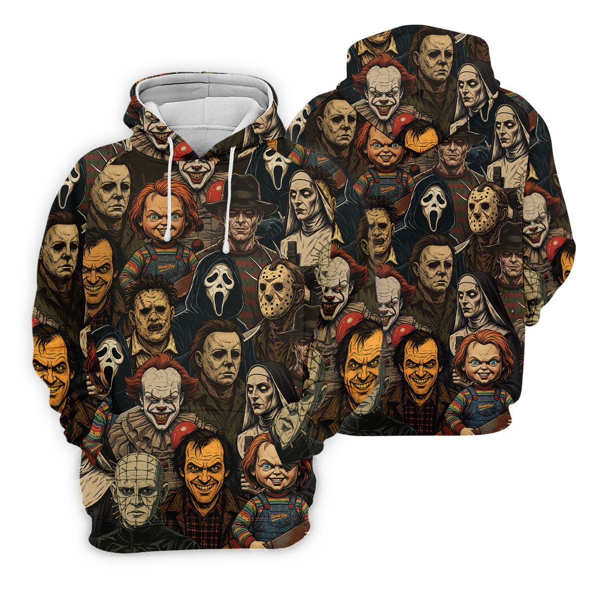 Horror Halloween Character Halloween Men's Polo Shirt Horror Movie Shirt, Mens Golf Shirts, Halloween Golf Shirt