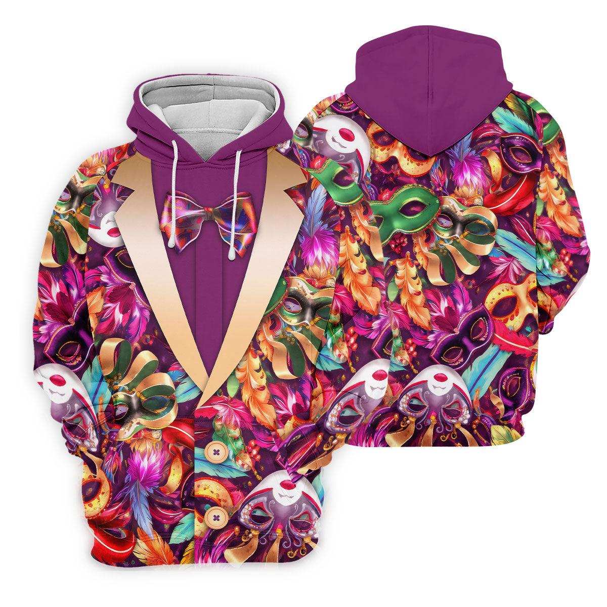 Colorful Mardi Gras Suit Print Men's Funny Golf Shirts, Polo Shirt Men, Golf Shirts For Men