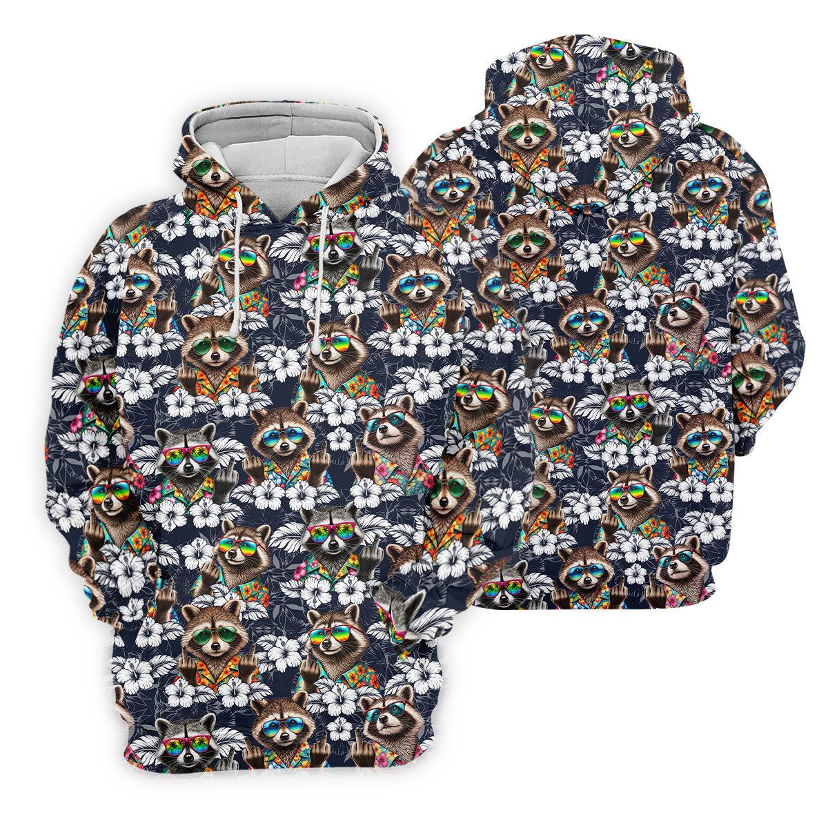Cool Raccoon Sunglasses Tropical Golf Shirt, Funny Golf Shirt, Men's Golf Shirt, Polo Shirts For Men