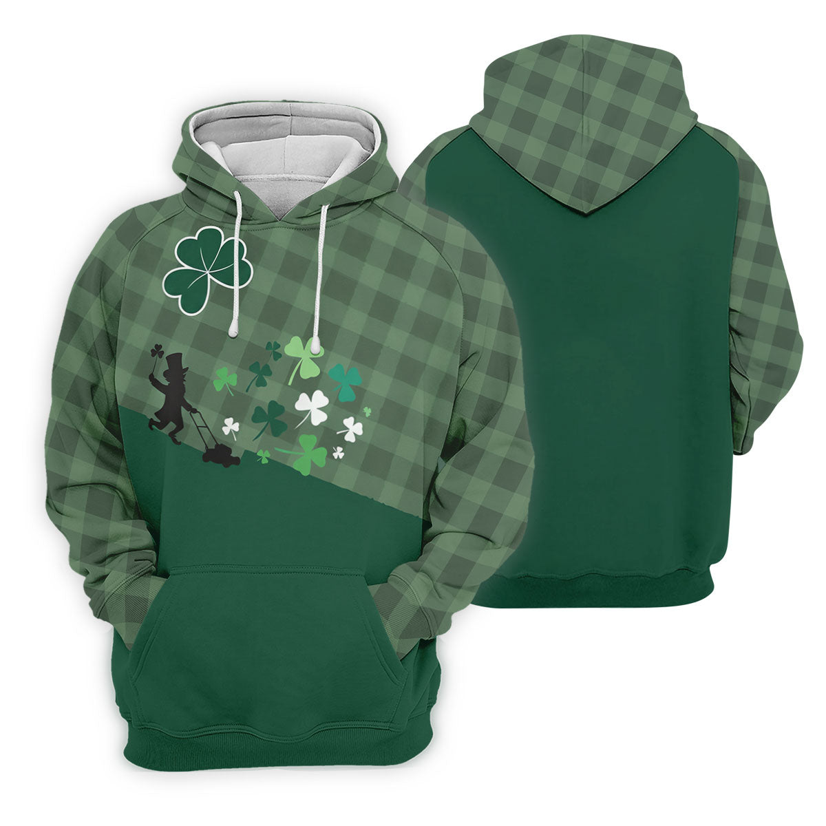 Green Checkered Leprechaun Shamrock St Patrick's Day Golf Shirt, Performance Golf Shirt, Polo ShirtFor Men