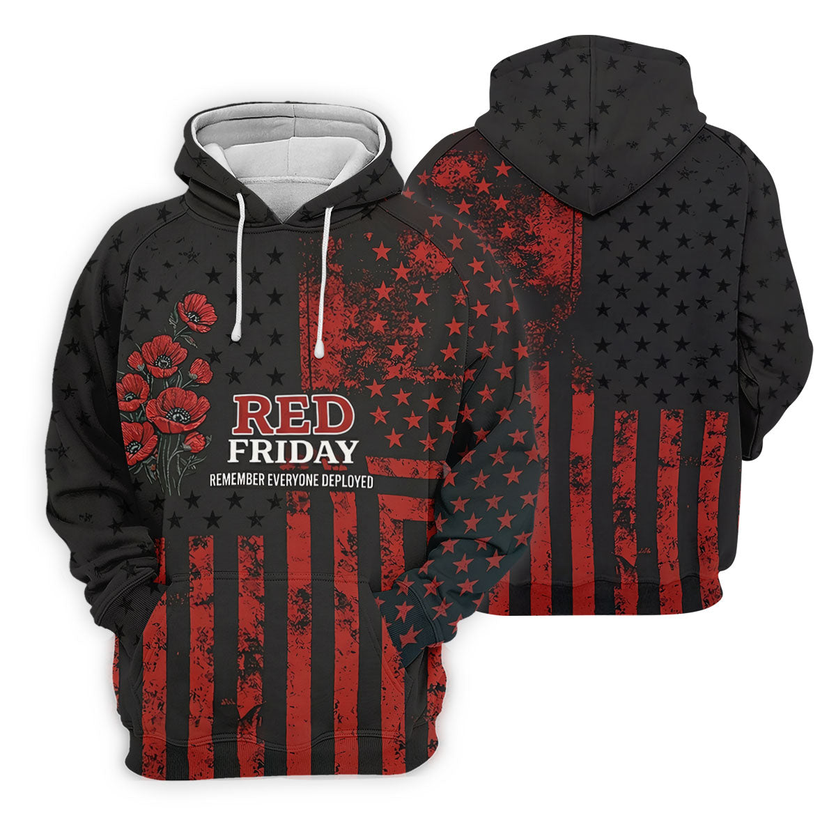 Red Friday American Flag Poppy Polo Shirt, Mens Golf Apparel, Printed Golf Shirts