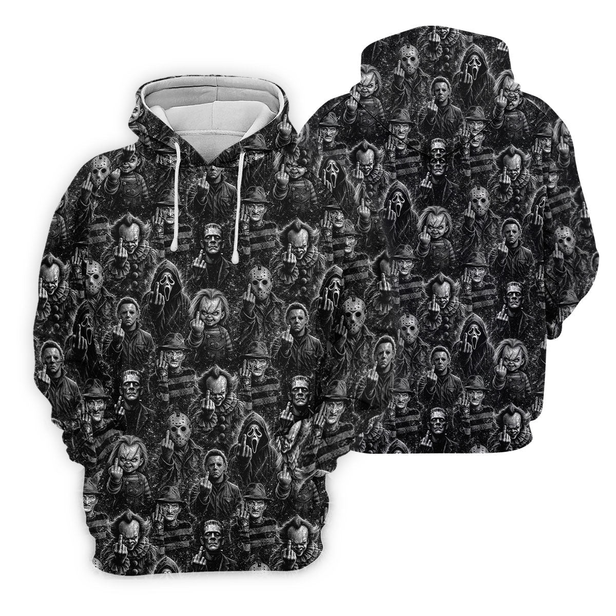Horror Character Villains Pattern Golf Polo Shirt, Men's Golf Shirt, Hawaiian Golf Shirt
