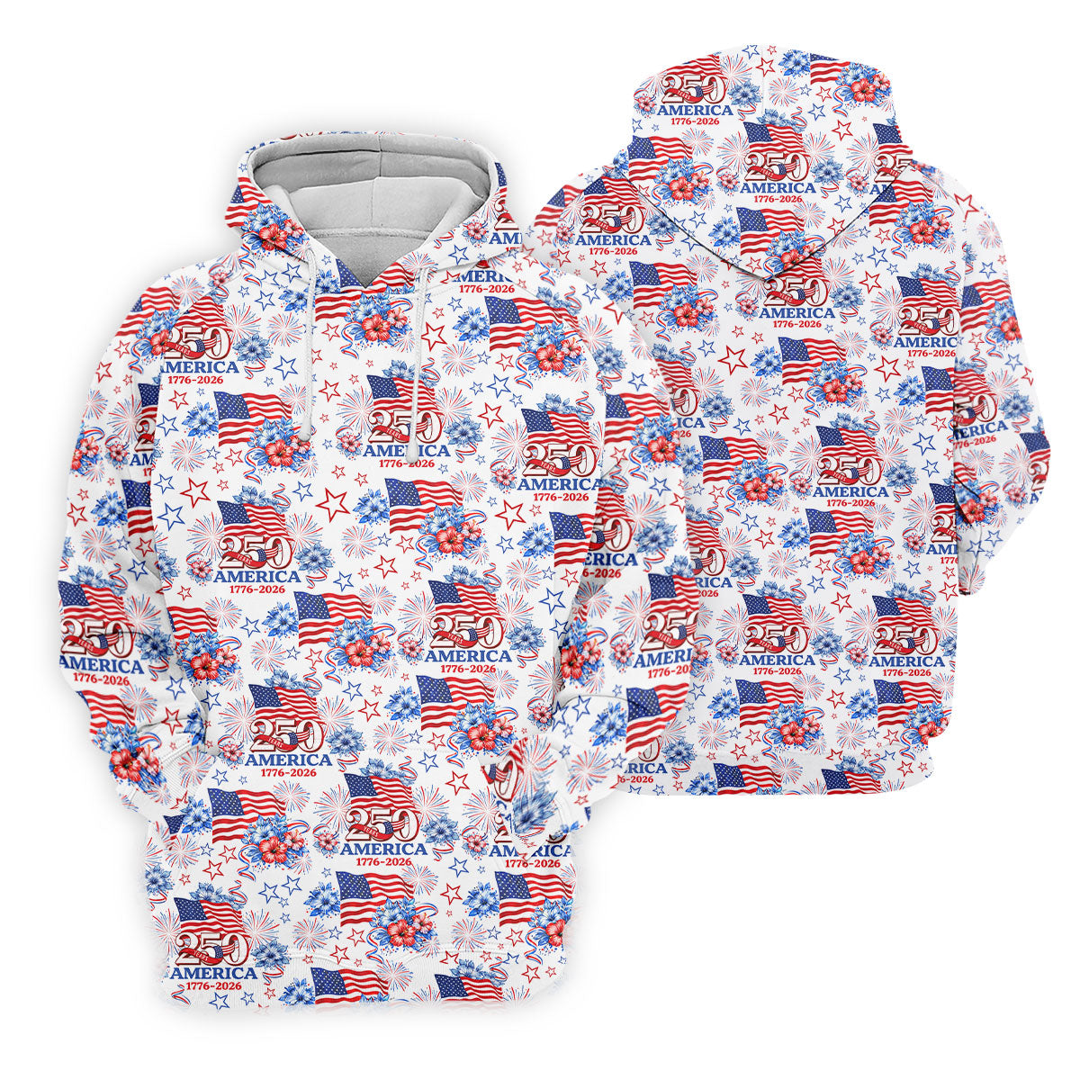 250 Years America 1776-2026 Hibiscus Tropical Flowers 4th Of July Golf Shirt, Golf Shirts For Men