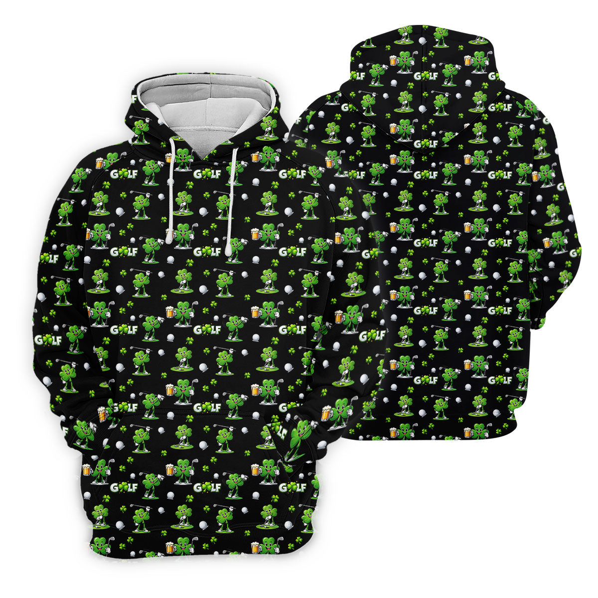 Three Leaf Clover Golf And Beer St Patrick's Day Black Golf Shirt, Women's Golf Shirts, Ladies Golf Polos