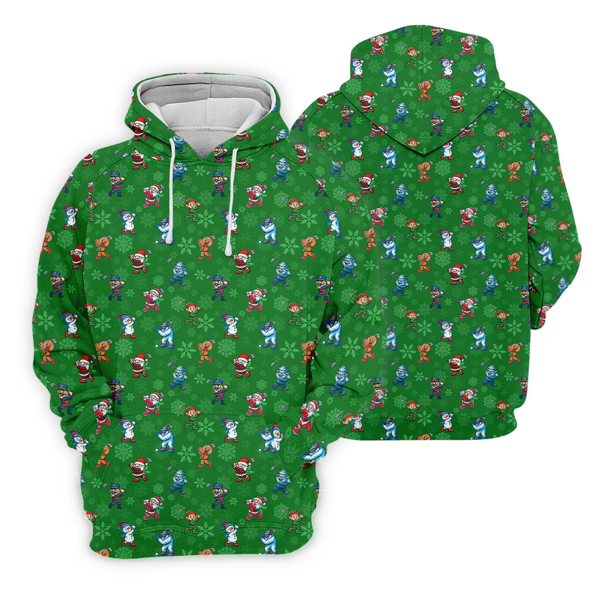 Funny Christmas Characters Golf Pose Green Golf Shirt, Christmas Golf Shirt, Polo ShirtFor Men