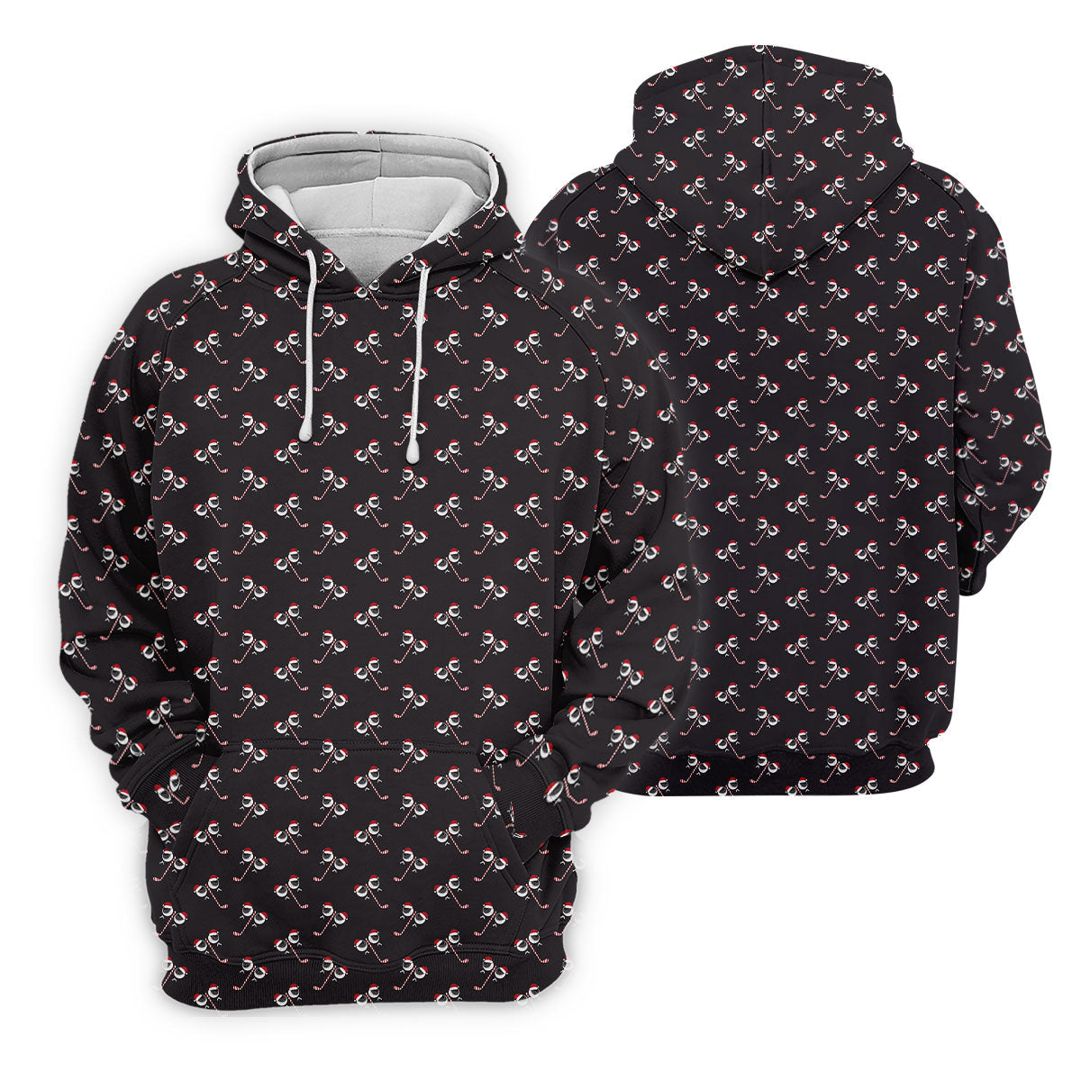 Funny Christmas Candy Cane Pattern Black Golf Shirt, Polo ShirtFor Men, Christmas Golf Shirt