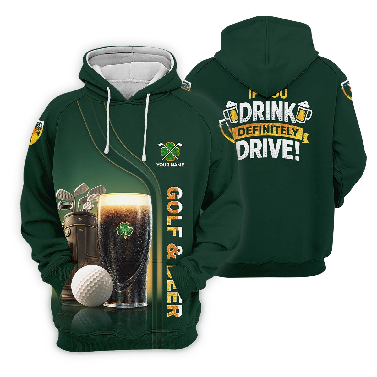 If You Drink Definitely Drive Golf And Beer Black Beer St Patrick's Day Green Golf Tops For Men, Golf Shirts For Men