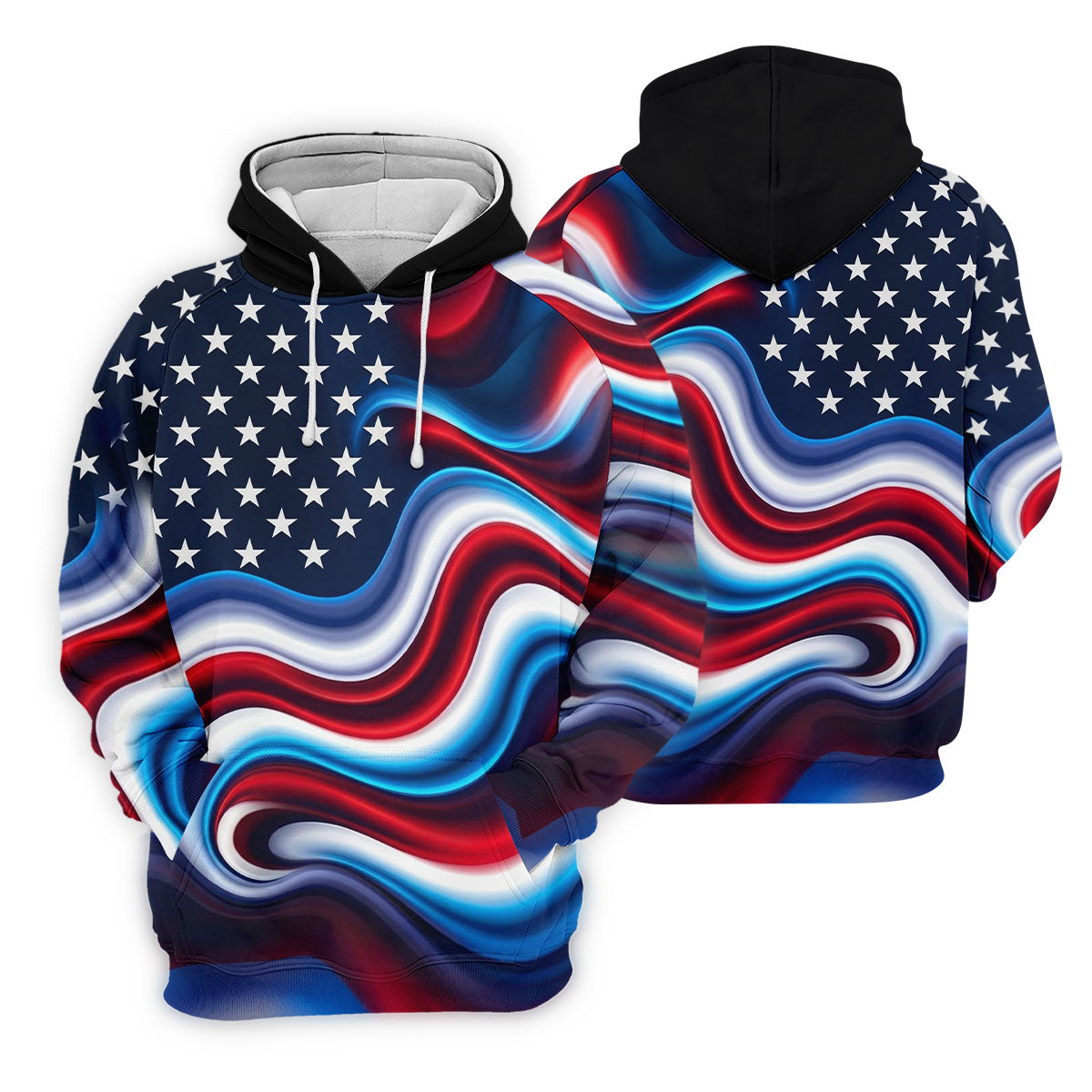 Star Pattern Red White Blue Wavy Stripes 250th Anniversary, Patriotic 4th Of July Golf Shirt For Women