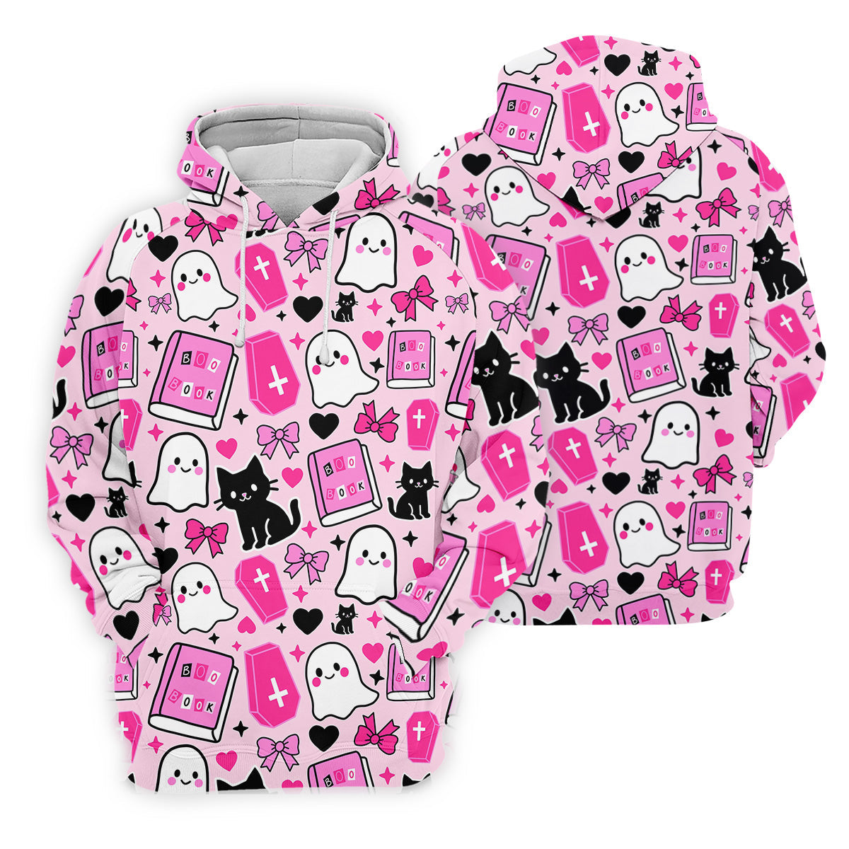 Halloween Boo And Cat Coquette Pink Women Golf Top, Cute Golf Outfit, Ladies Golf Shirts
