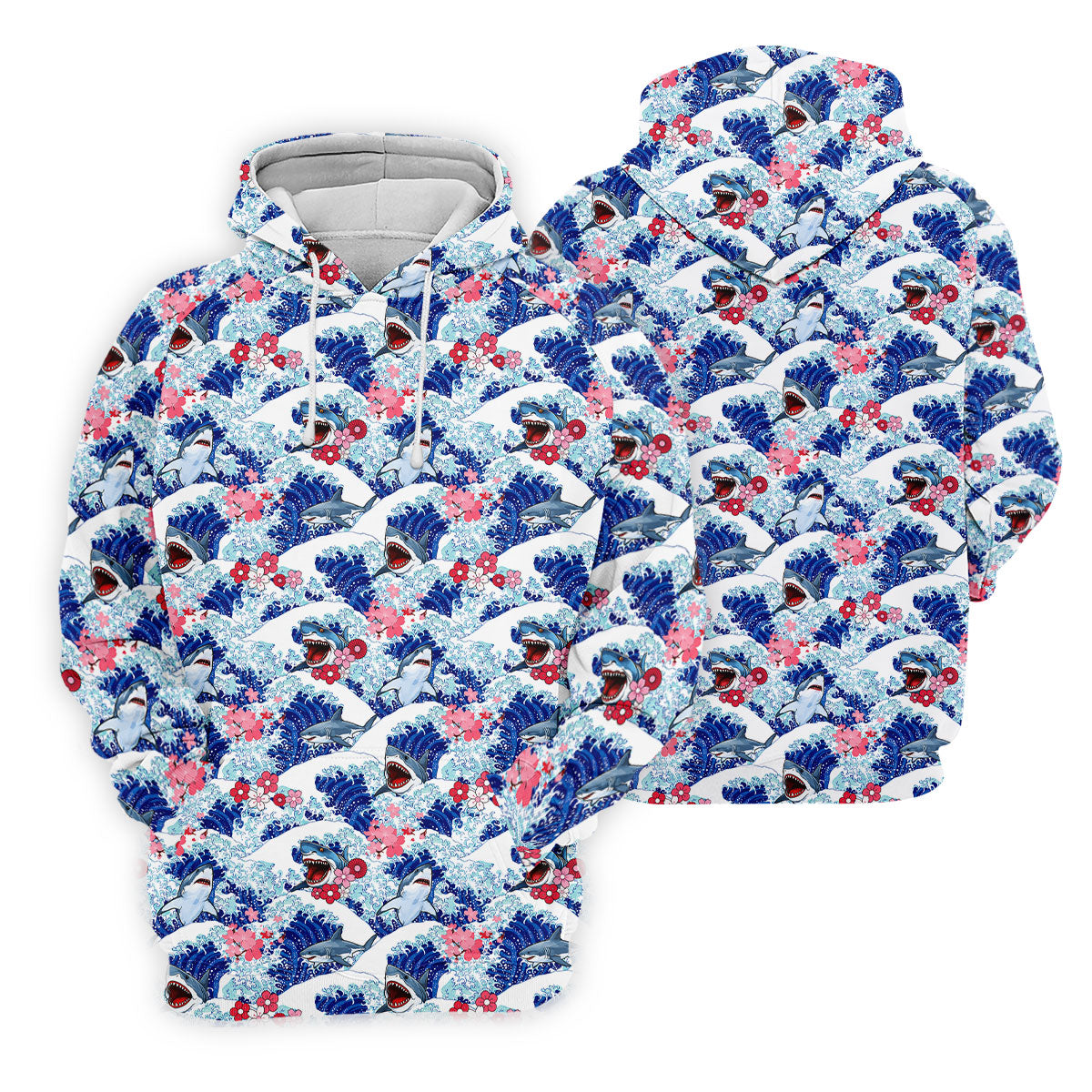Funny Shark Japanese Wave Hawaiian Golf Shirt, Women's Golf Tops, Ladies Golf Shirts