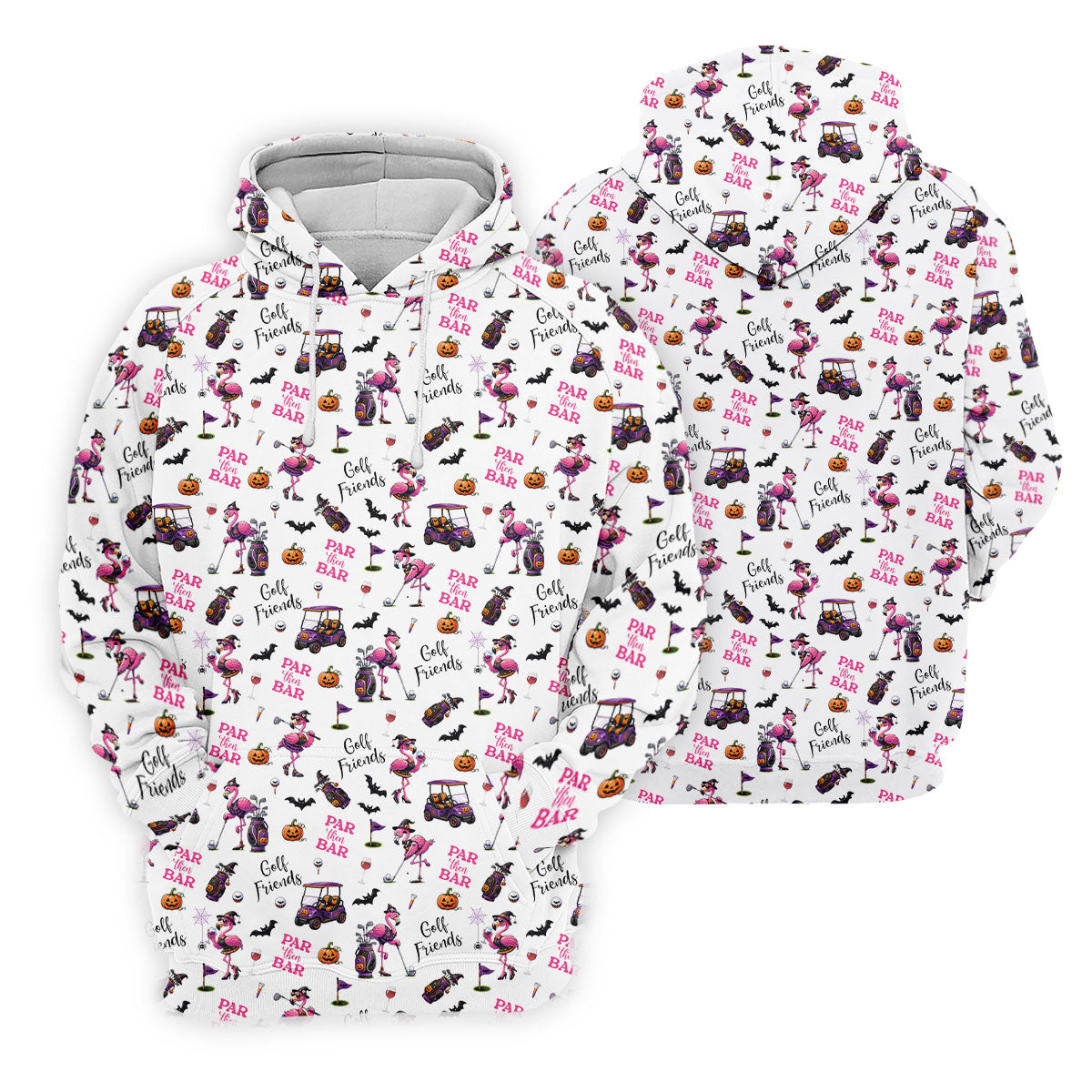 White Par Then Bar Flamingo Halloween Shirt, Mens Golf Apparel, Polo Shirts For Men