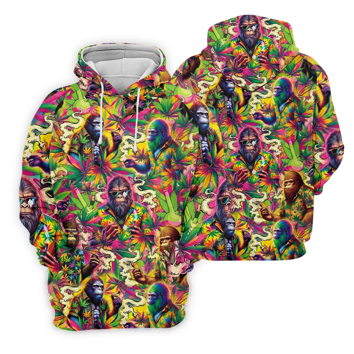Psychedelic Bigfoot Cannabis Leaf Hawaiian Polo Shirt, Women’s Golf Polo, Golf Shirts For Women