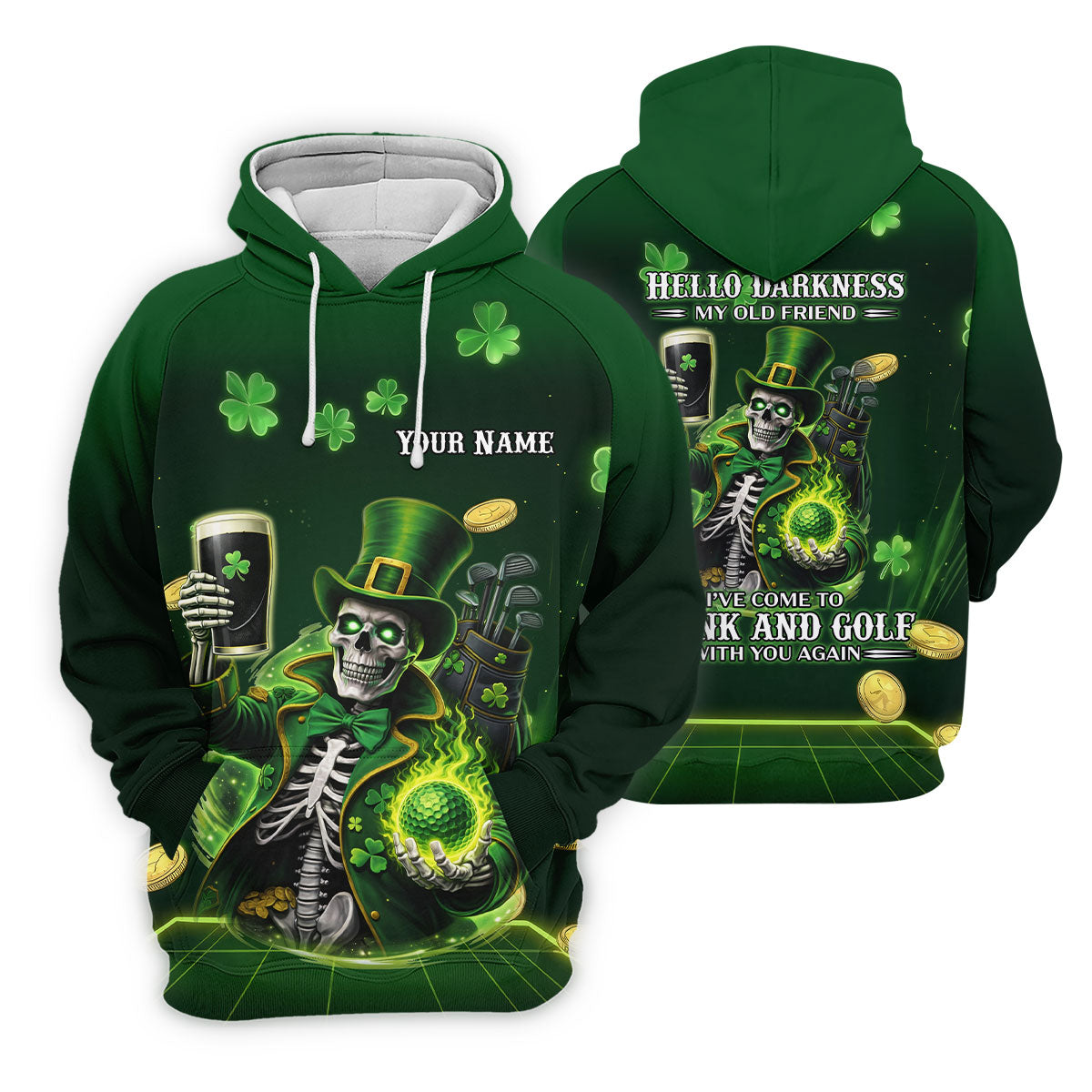 Irish Skull Leprechaun Hat Dark Beer Green St Patrick's Day Women's Golf Tops, Ladies Golf Polos