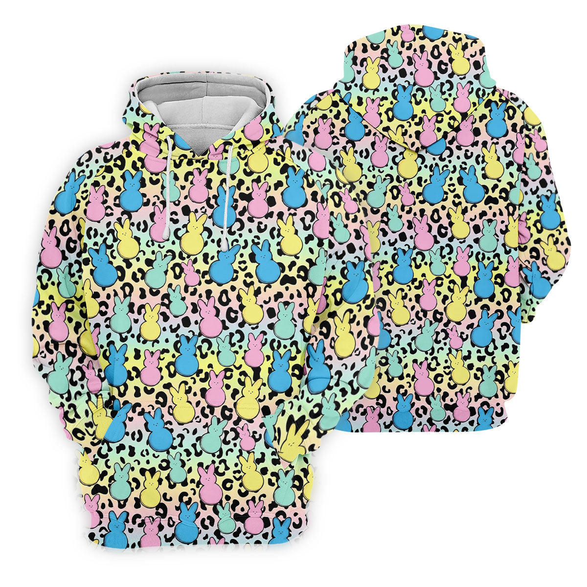 Pastel Easter Bunny Leopard Print Polo Shirt, Women’s Golf Apparel, Hawaiian Golf Shirt, Printed Golf Shirt
