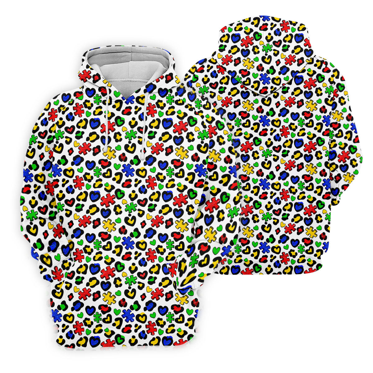 Autism Awareness Color Leopard Pattern White Golf Shirt, Golf Tops For Men, Polo Shirts For Men, Golf Shirts For Men