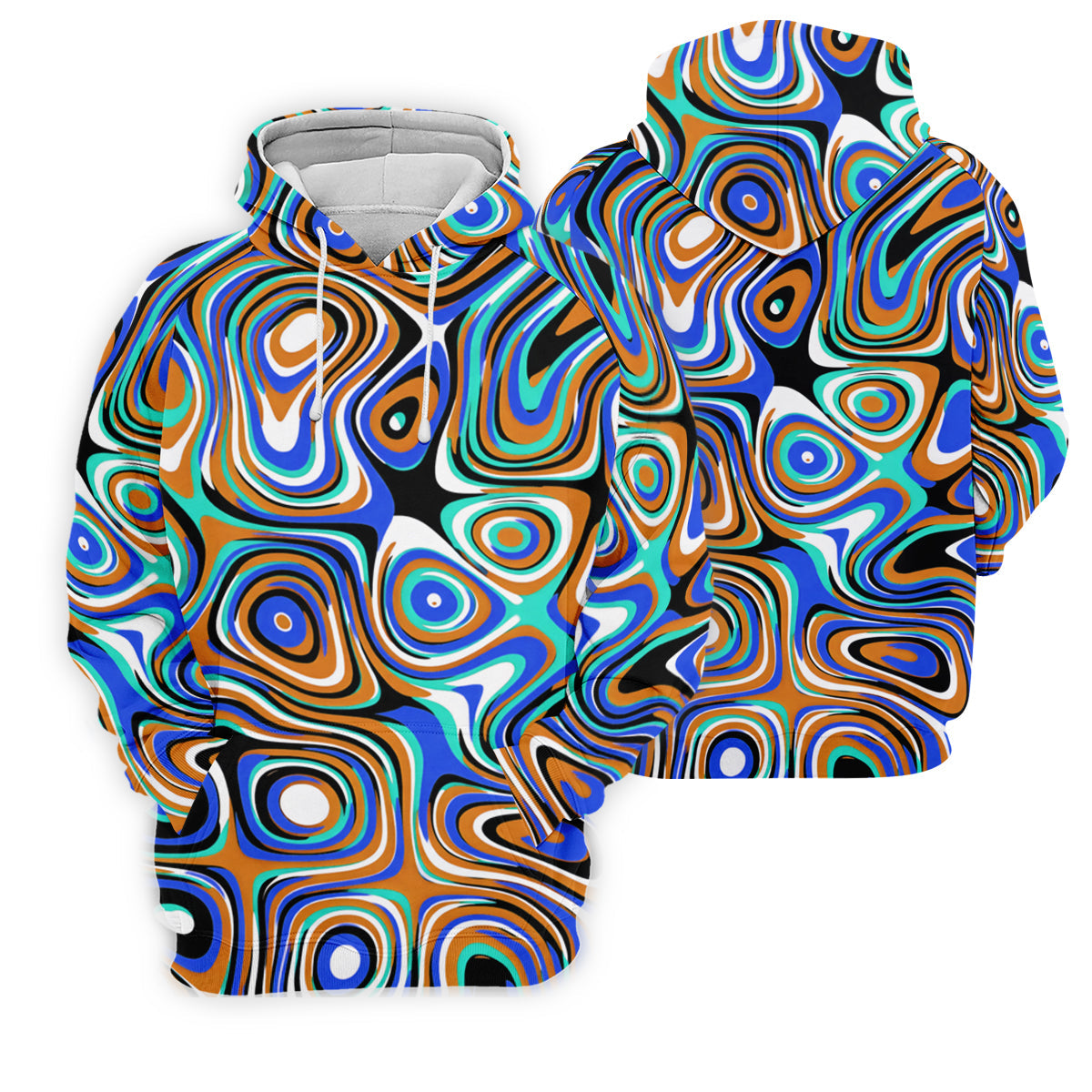 Blue And Orange Fluid Art Cool Golf Shirt, Golf Tops For Men, Golf Shirts For Men, Golf Gift For Men