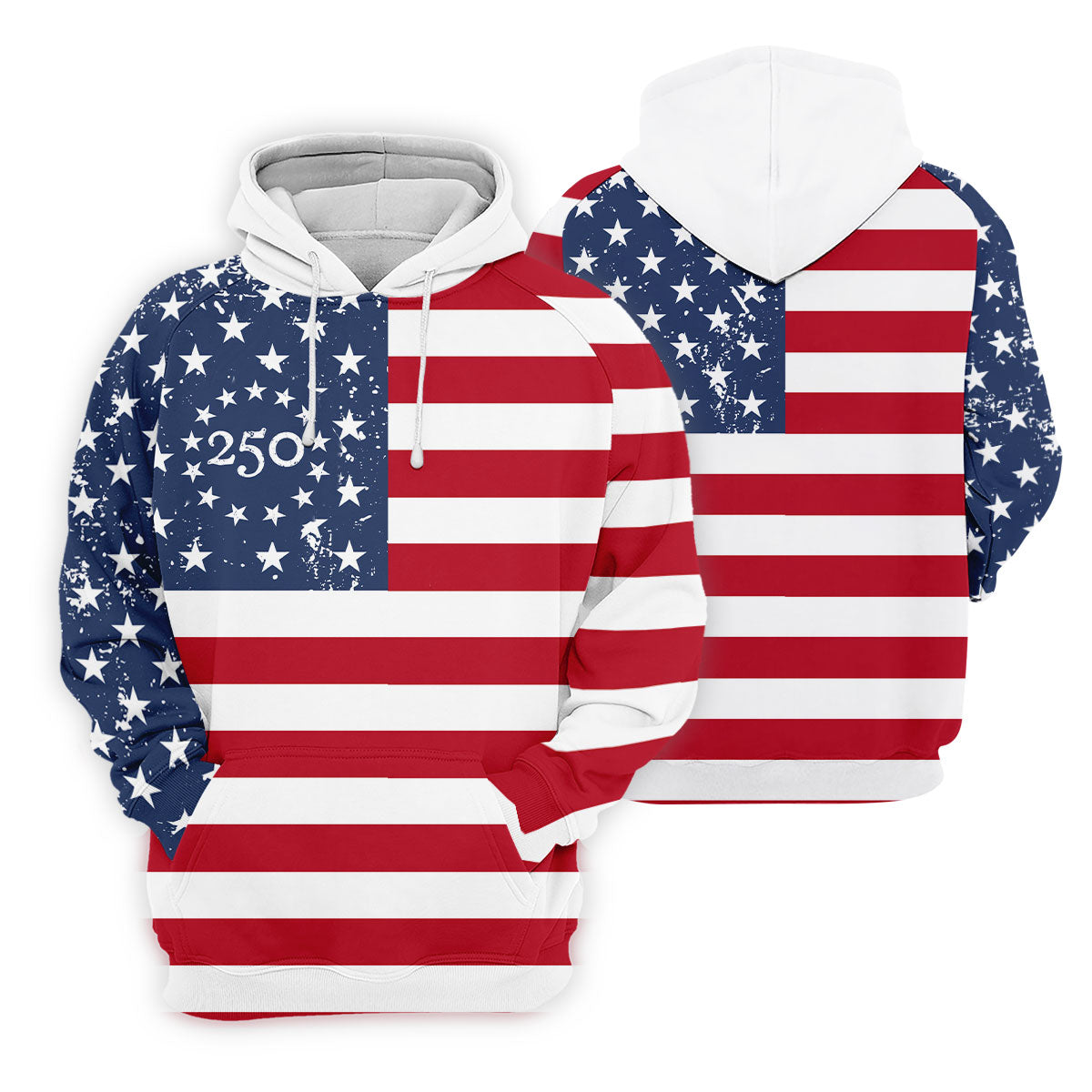 USA Flag Pattern Vintage Golf Shirt, 250th Anniversary Patriotic Golf Shirt, 4th Of July Golf Shirts For Men
