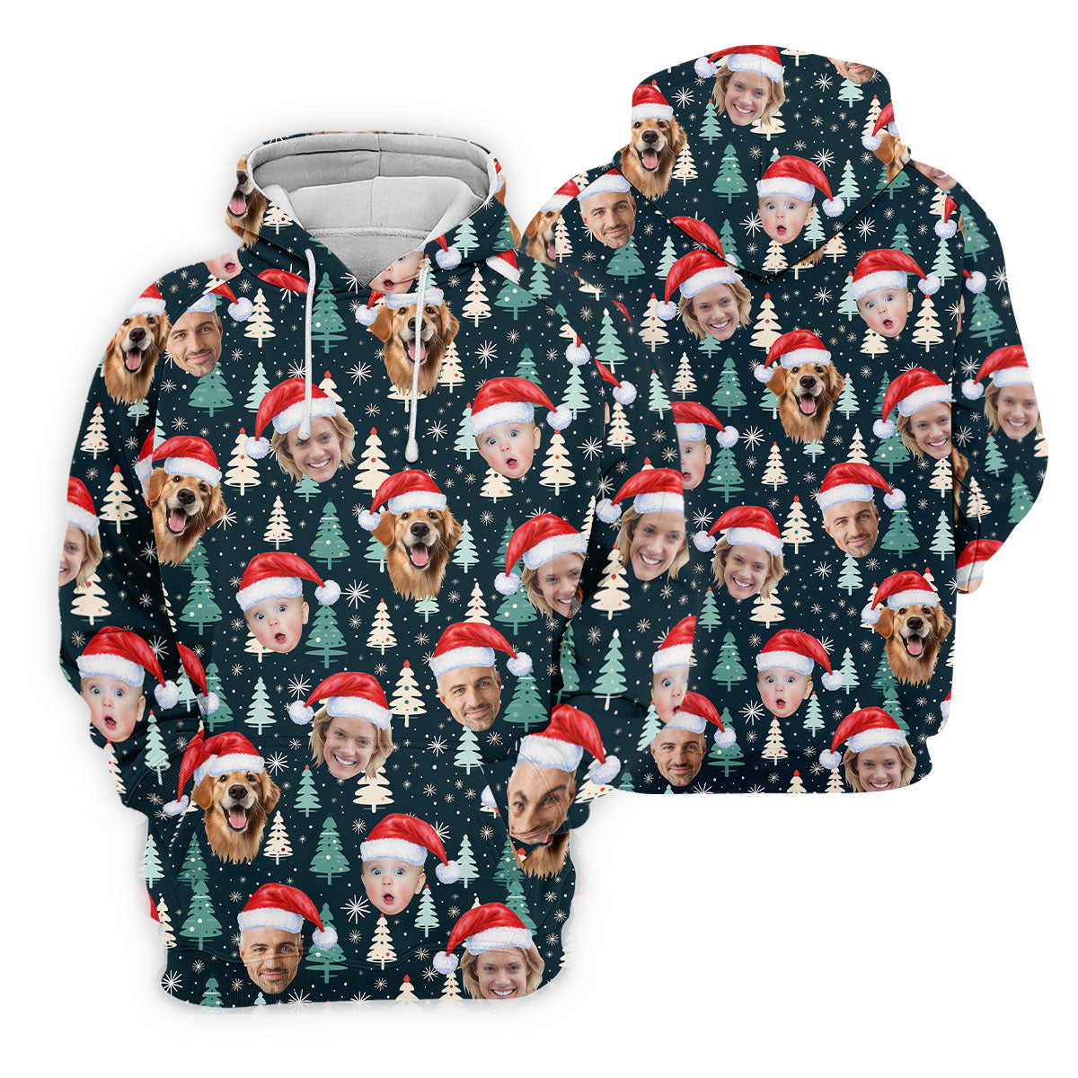Custom Face Little Pine Tree Snowflake Pattern Christmas Golf Shirt, Women's Golf Tops, Golf Gift For Ladies