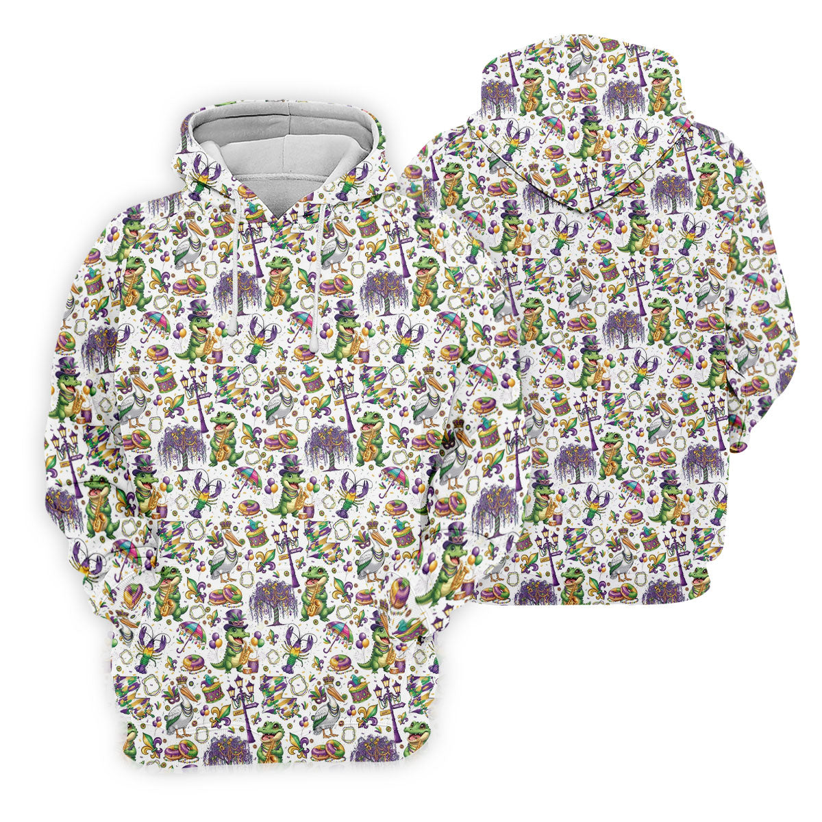 Mardi Gras Fleur De Lis Animal Band White Golf Shirt, Women's Golf Shirts, Ladies Golf Polos