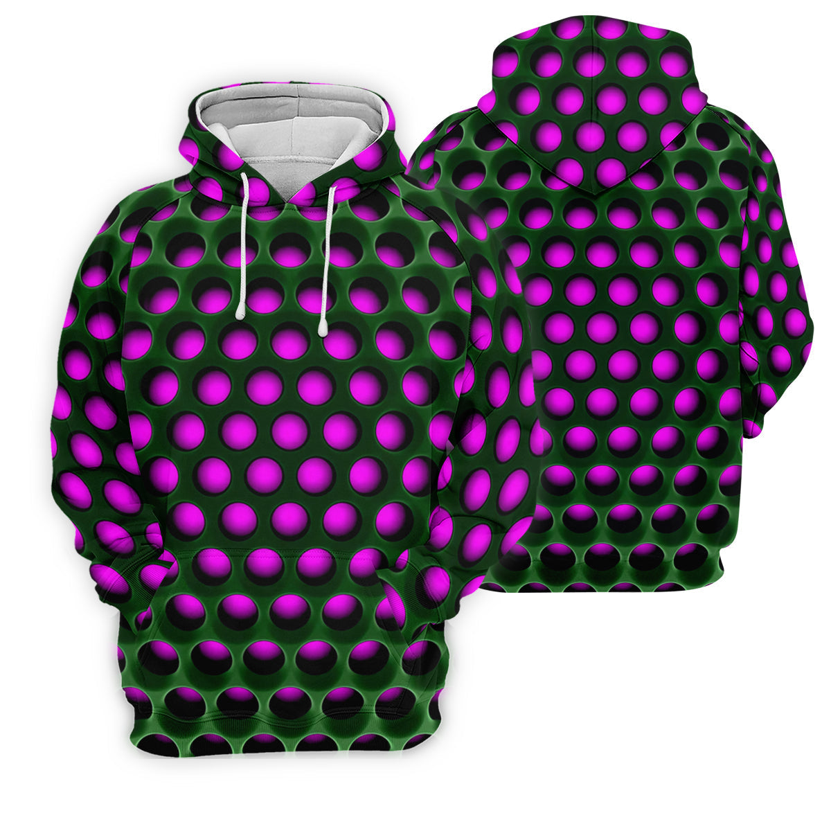 3D Effect Circular Pattern Purple Golf Shirt, Cool Golf Outfit, Men's Funny Golf Shirts, Polo Shirt Men