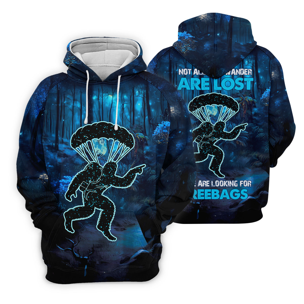 Not All Who Wander Are Lost Some Are Looking For Freebags Funny Bigfoot Skydiving Shirt, Men's Skydive Outfit