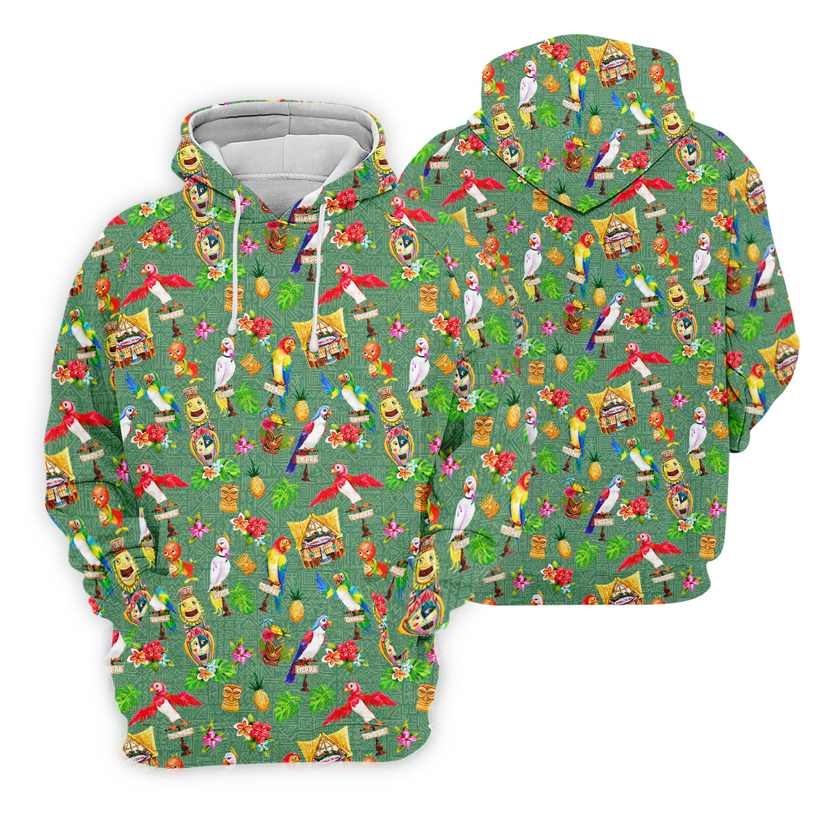 Tropical Tiki Parrot Island Hawaiian Golf Polo Shirt, Golf Shirts For Men, Printed Golf Shirts