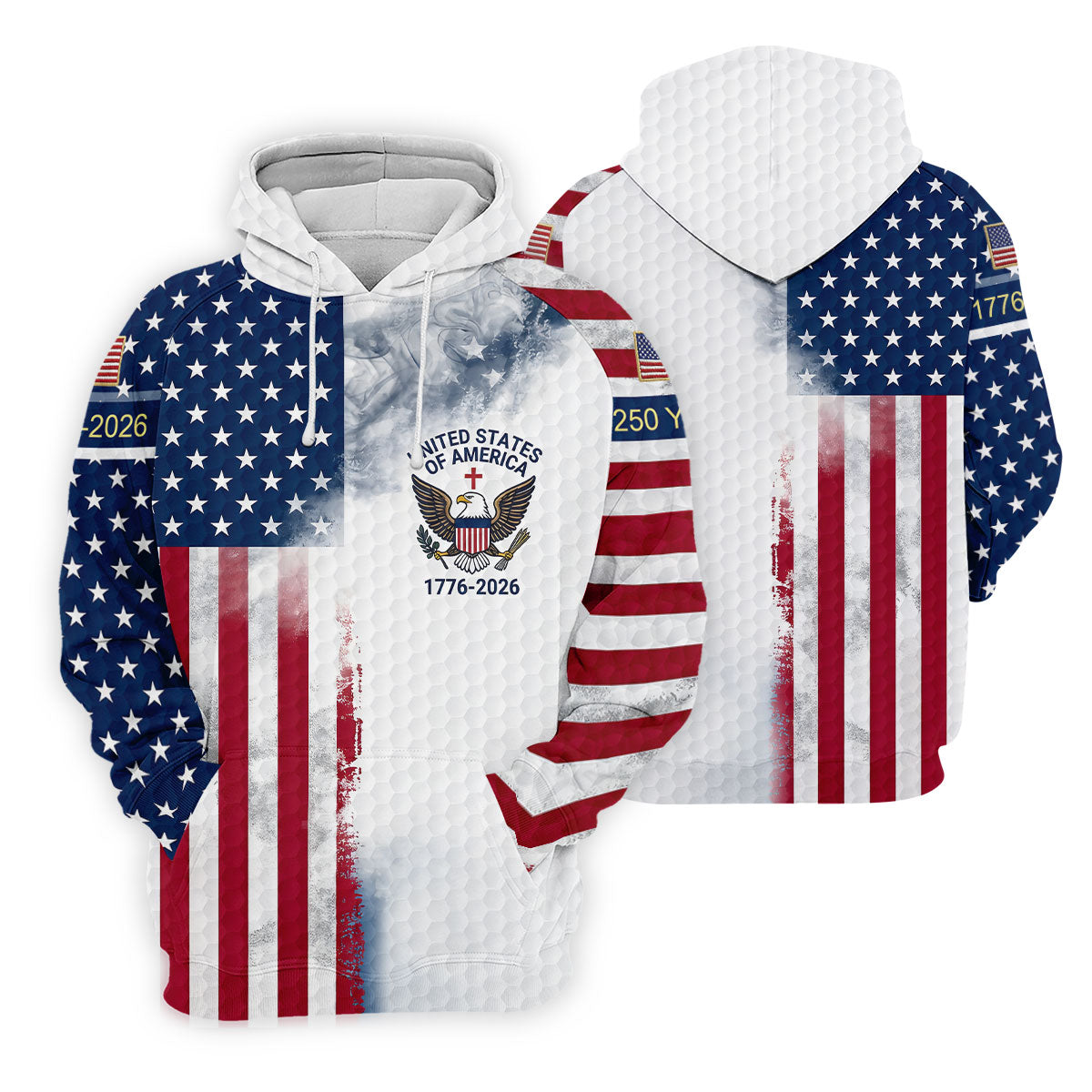 USA Flag Pattern 1776-2026 Distressed Vintage Golf Shirt, 250th Anniversary 4th Of July Women's Golf Tops