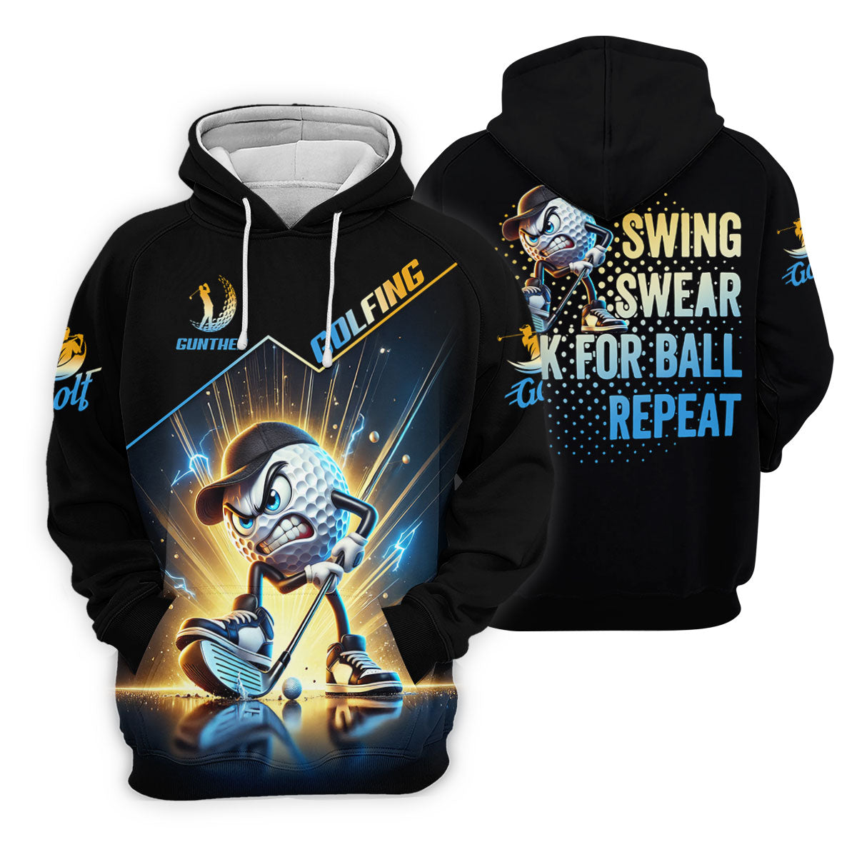 Swing Swear Look For Ball Repeat Fun Golf Shirt, Golf Shirts For Men, Golf Gift For Men