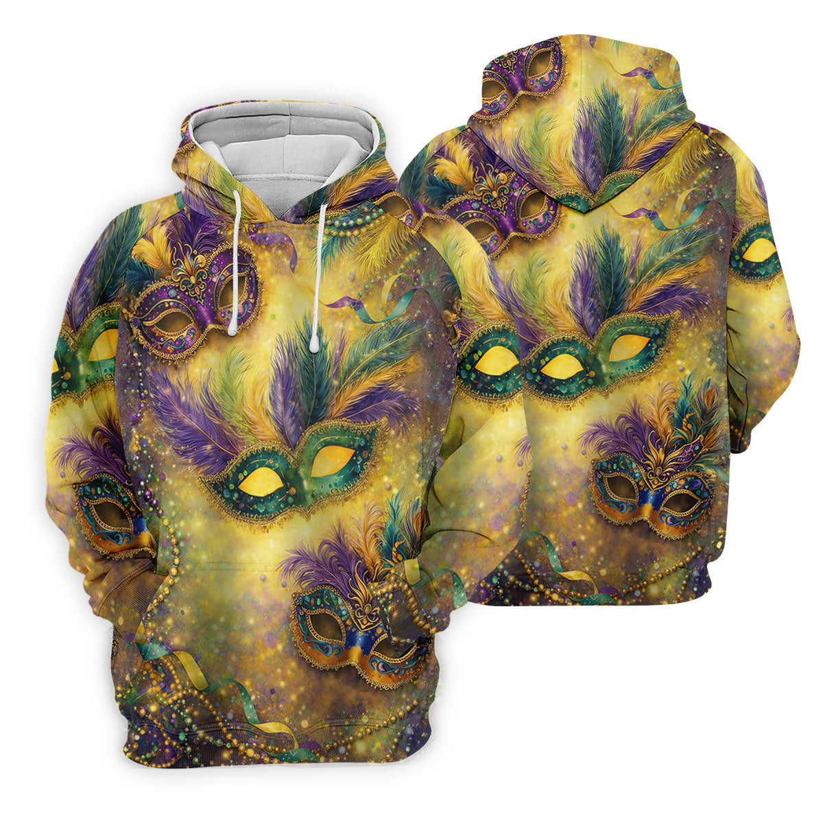 Masquerade Mask Beads Chain Sparkling Effect Mardi Gras Golf Shirt, Polo ShirtFor Men, Golf Shirts For Men