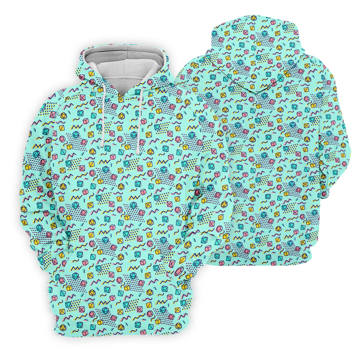 90s Dice Memphis Style Light Mint Green Cute Golf Shirt, Polo ShirtFor Men, Golf Shirts For Men