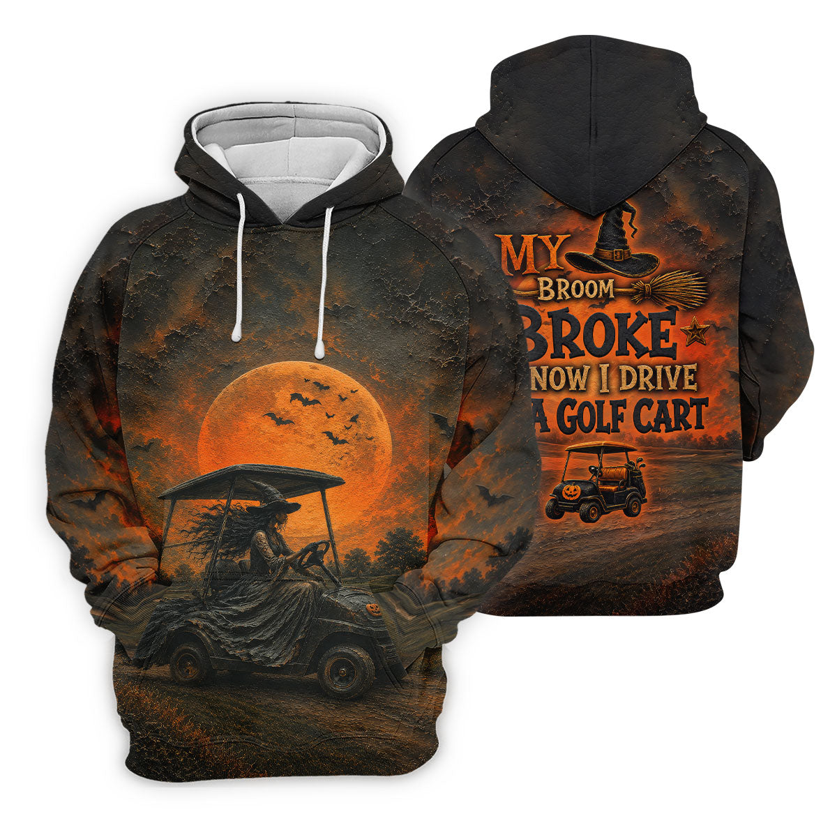 My Broom Broke So Now I Drive A Golf Cart Halloween Shirt, Golf Polo For Women, Women's Golf Apparel