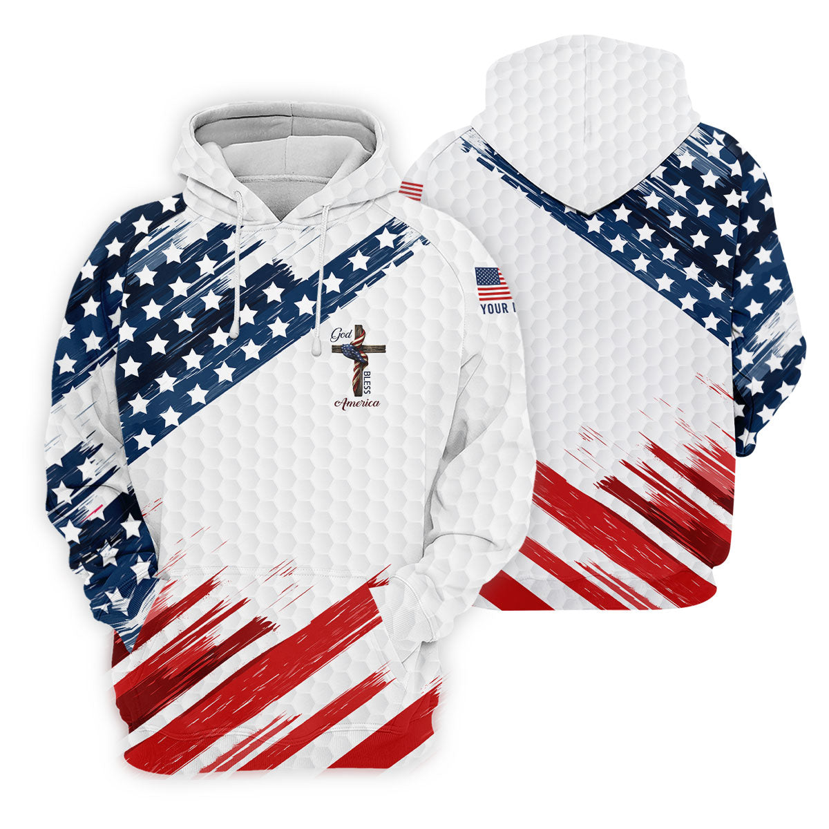 America 250 Anniversary Bald Eagle US Flag Brush White Golf Shirt, Patriotic 4th Of July Golf Shirt For Women