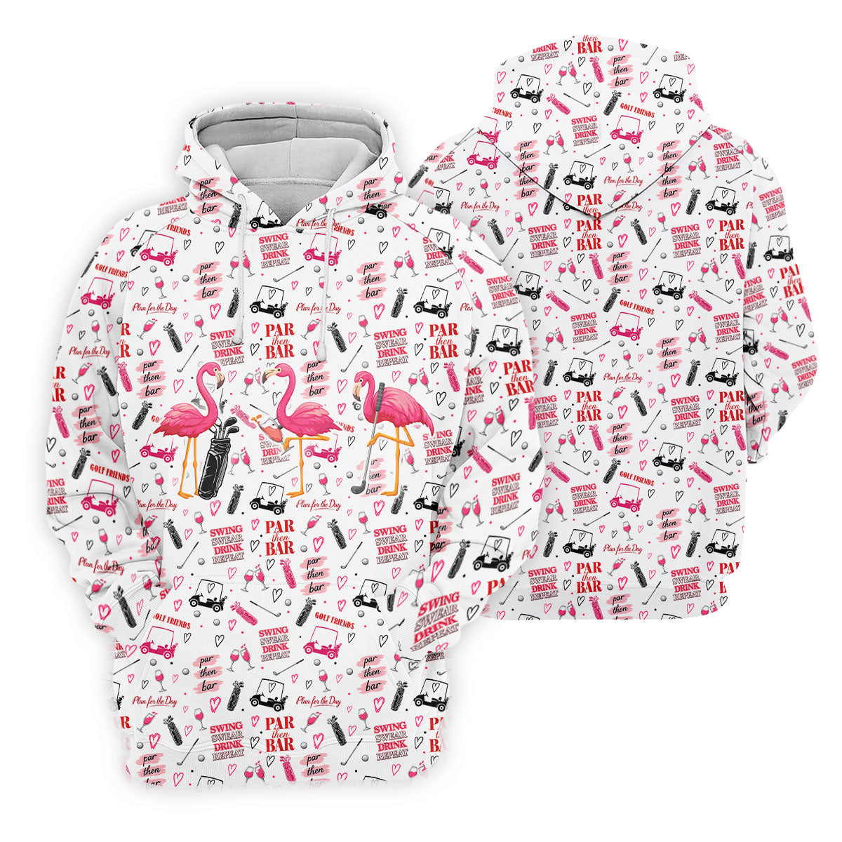 Par Then Bar Flamingo Golf Shirt, Tropical Party Polo Shirt Men, Golf Shirts For Men