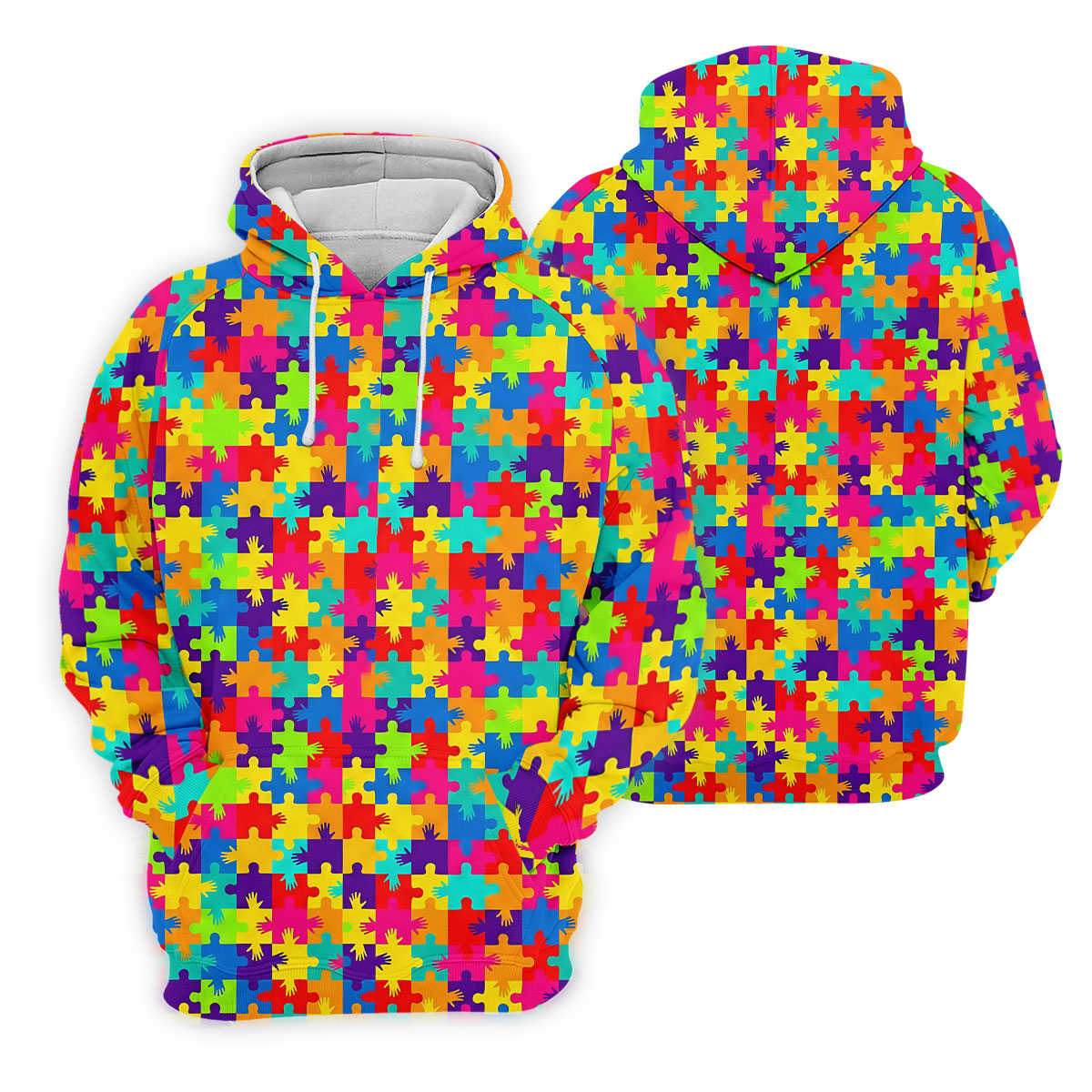 Colorful Handprints Autism Awareness Puzzle Golf Shirt For Women, Ladies Golf Shirts, Women's Polo Shirt