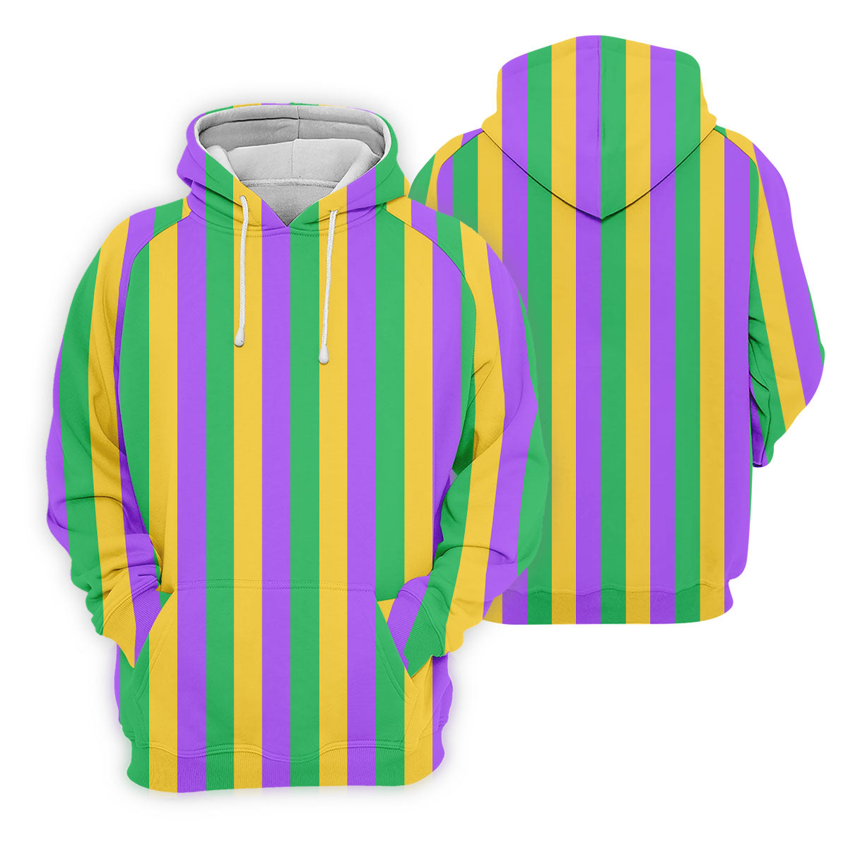 Green Gold Purple Vertical Stripe Mardi Gras Golf Shirt, Polo ShirtFor Men, Golf Shirts For Men