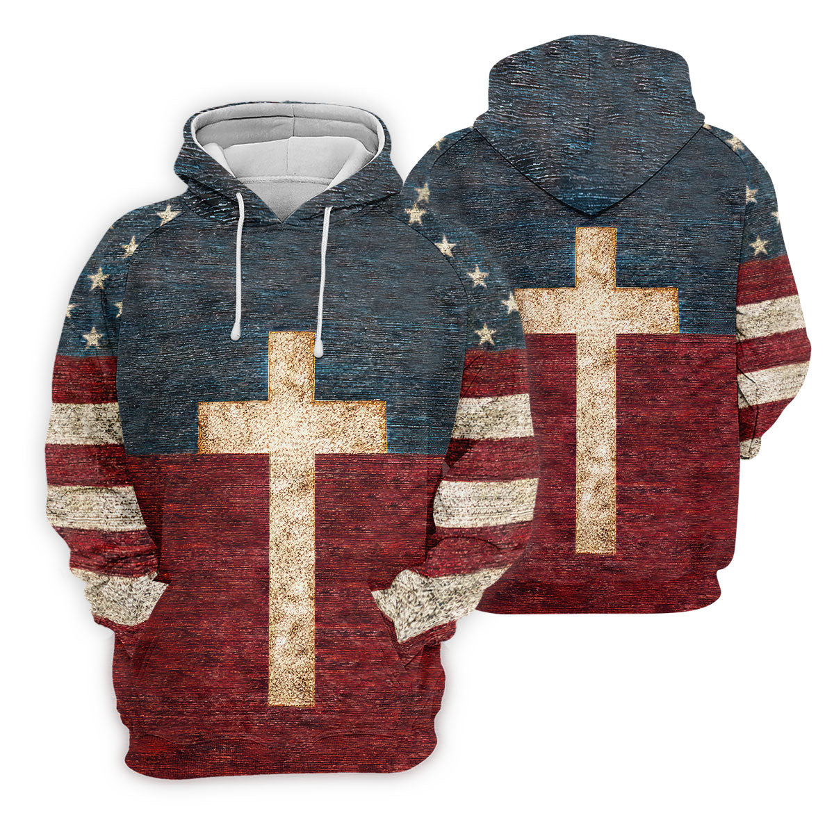 American Flag USA Faith Christian Cross Golf Shirt, Patriotic 4th Of July Golf Shirt For Women