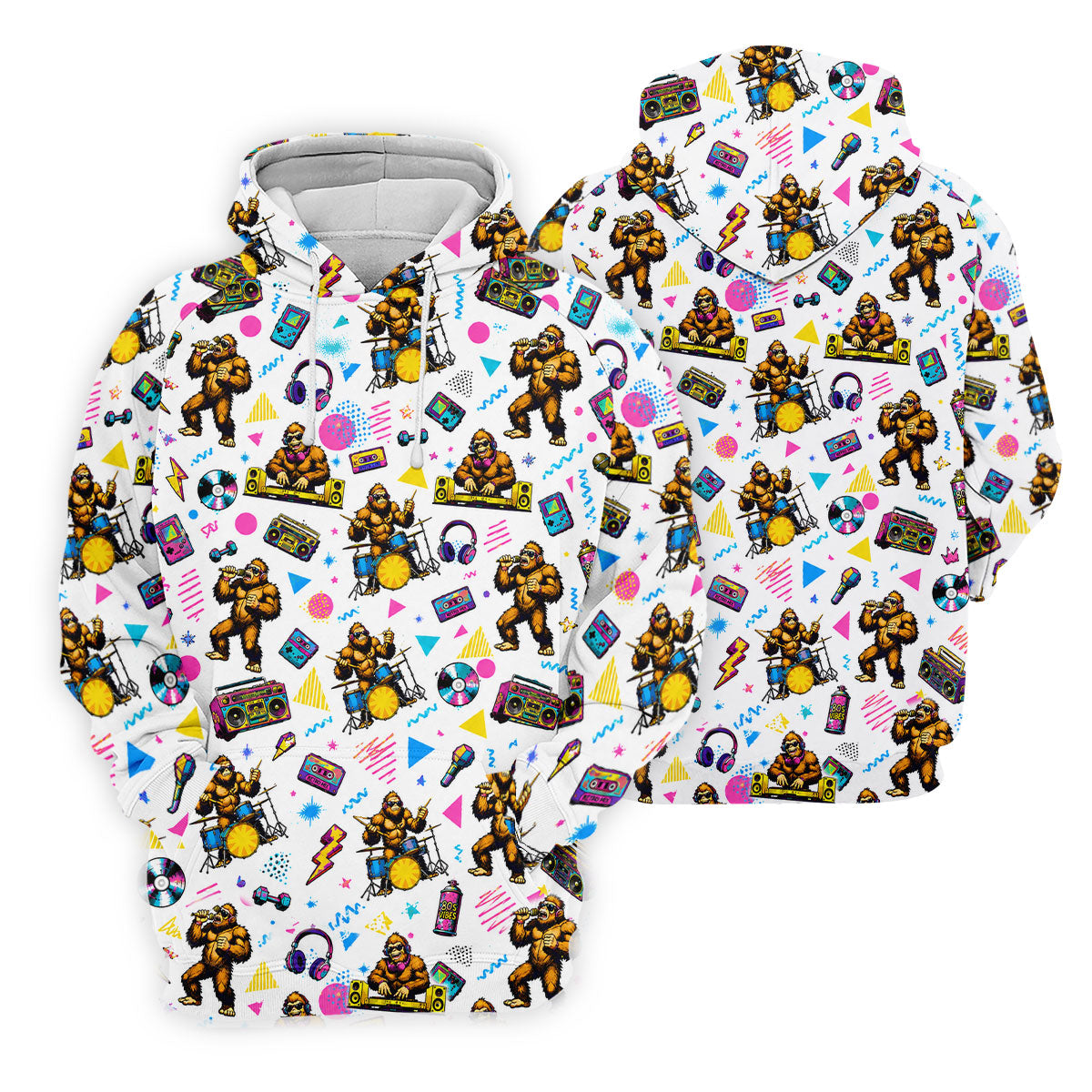 Bigfoot Party Memphis Pattern Retro Golf Shirt, Hawaiian Golf Shirt, Polo Shirtor Men
