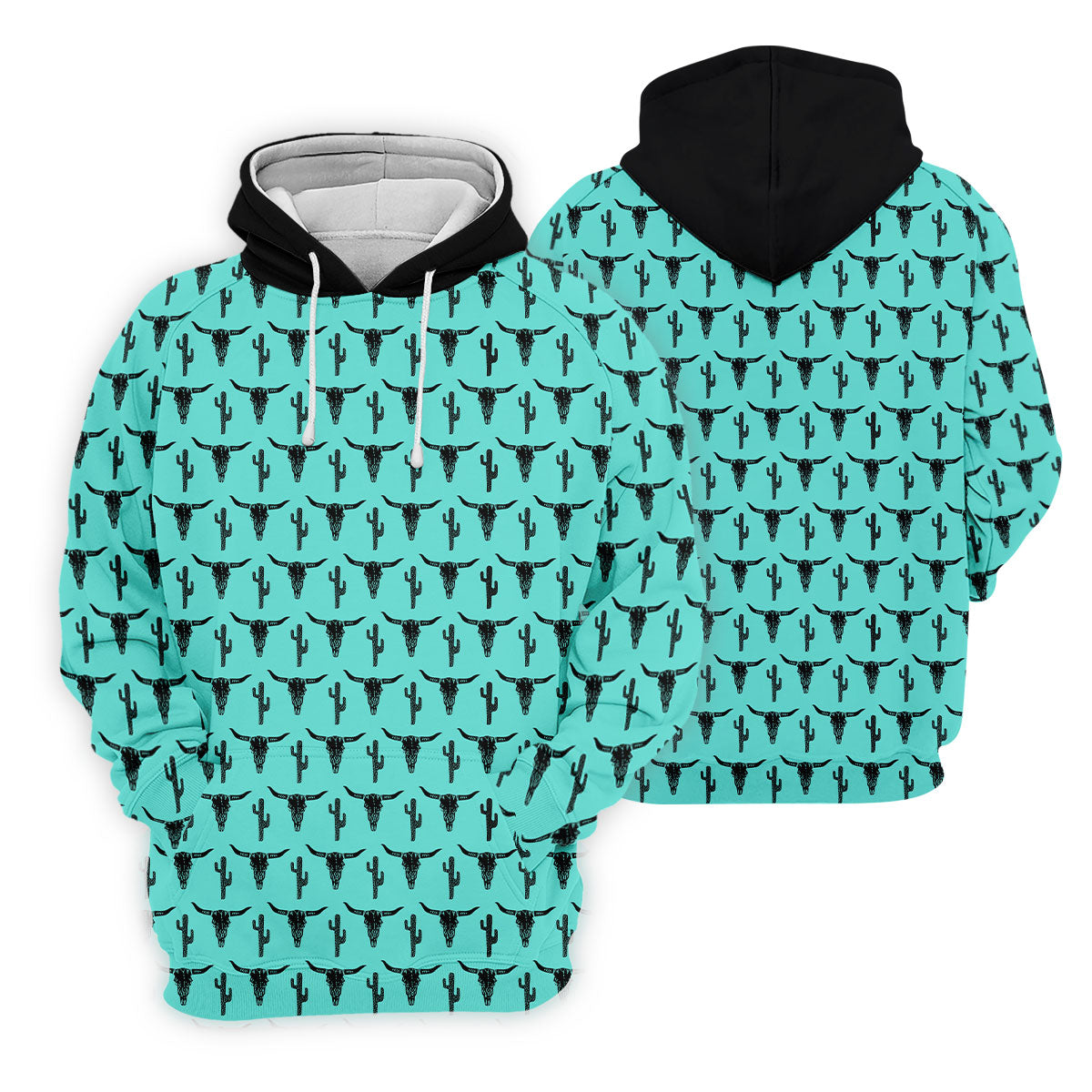 Longhorn Cow Skull Western Theme Peacock Blue Golf Tops For Men, Polo Shirtor Men, Golf Shirts For Men