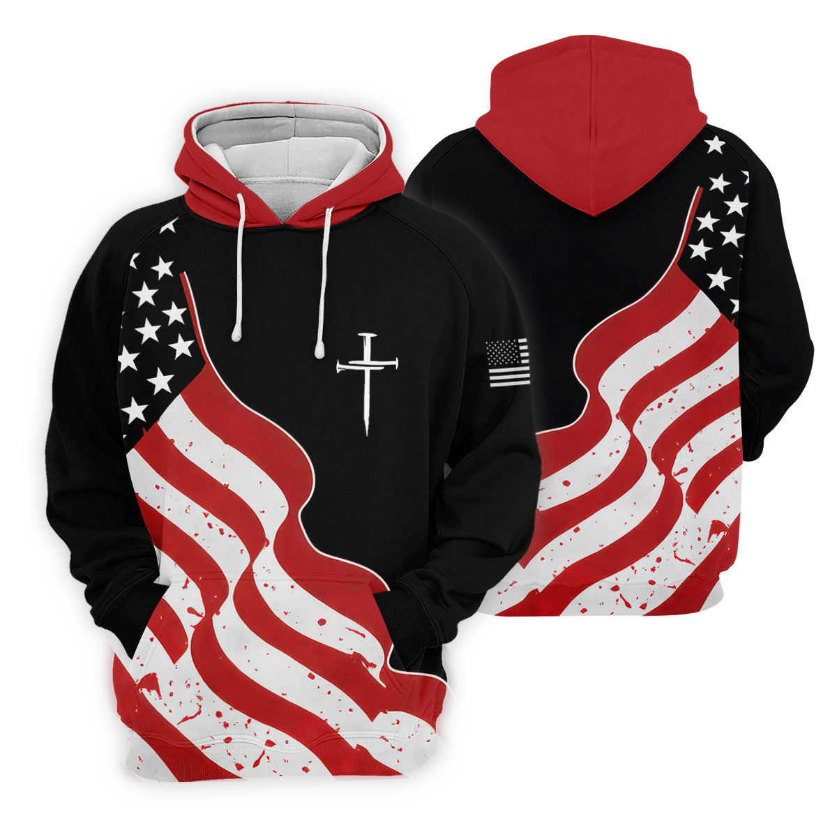 Faith Cross America 250th Anniversary 4th Of July Shirt, Patriotic Black Golf Shirts For Men