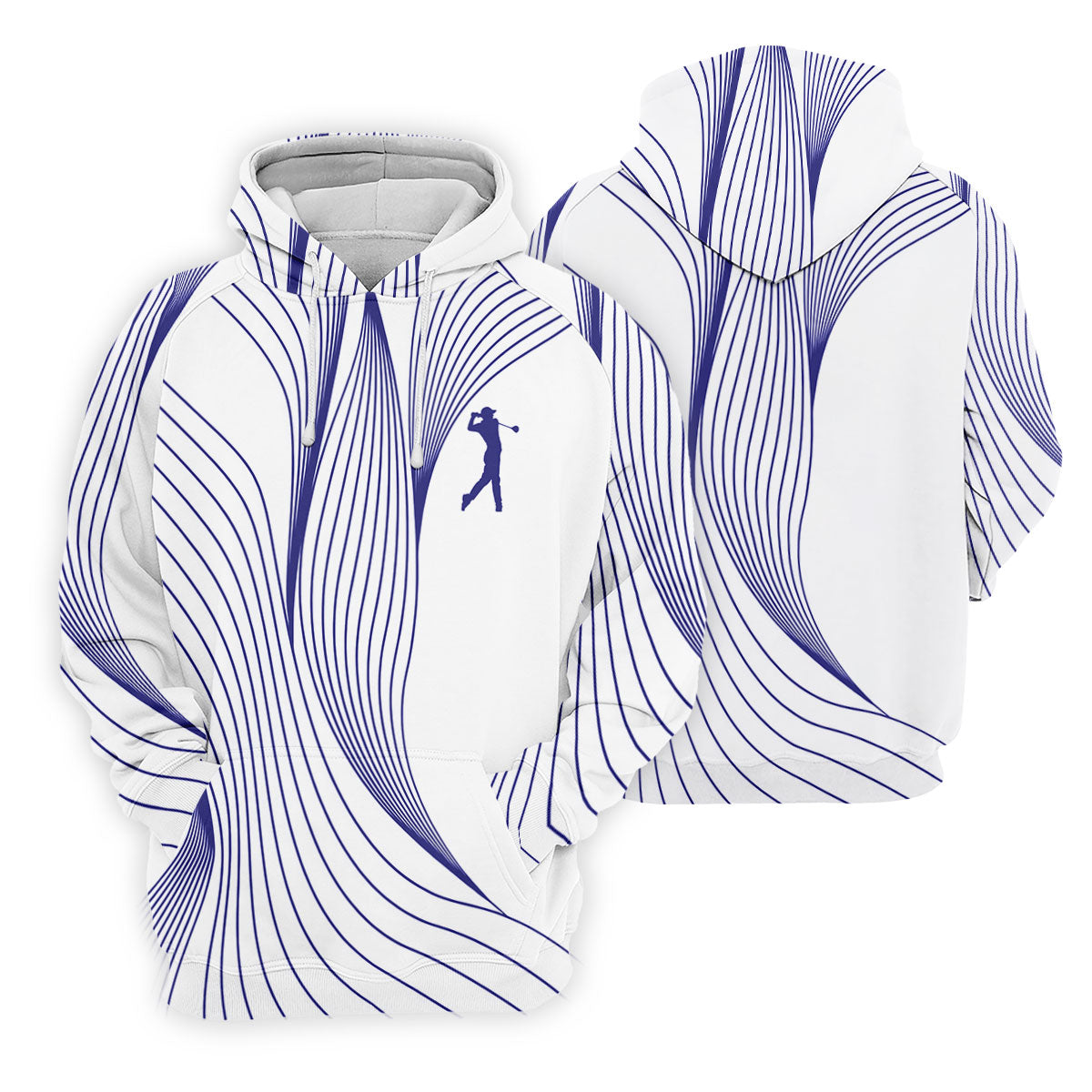 Geometric Line Wavy Line Purple And White Golf Shirts For Men, Men's Golf Shirt, Polo Shirt Men